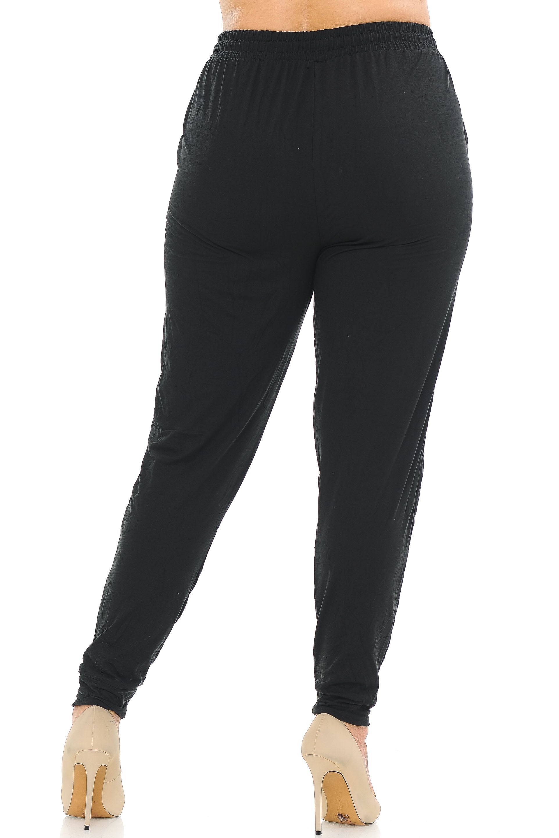Buttery Smooth Basic Black Solid Plus Size Joggers - EEVEE
