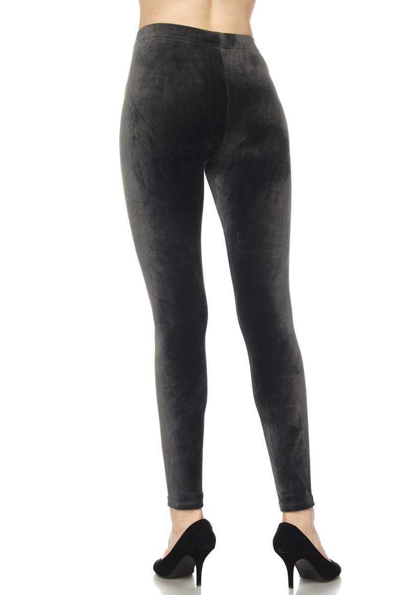 Solid Brushed Velour Velvet Plus Size Leggings