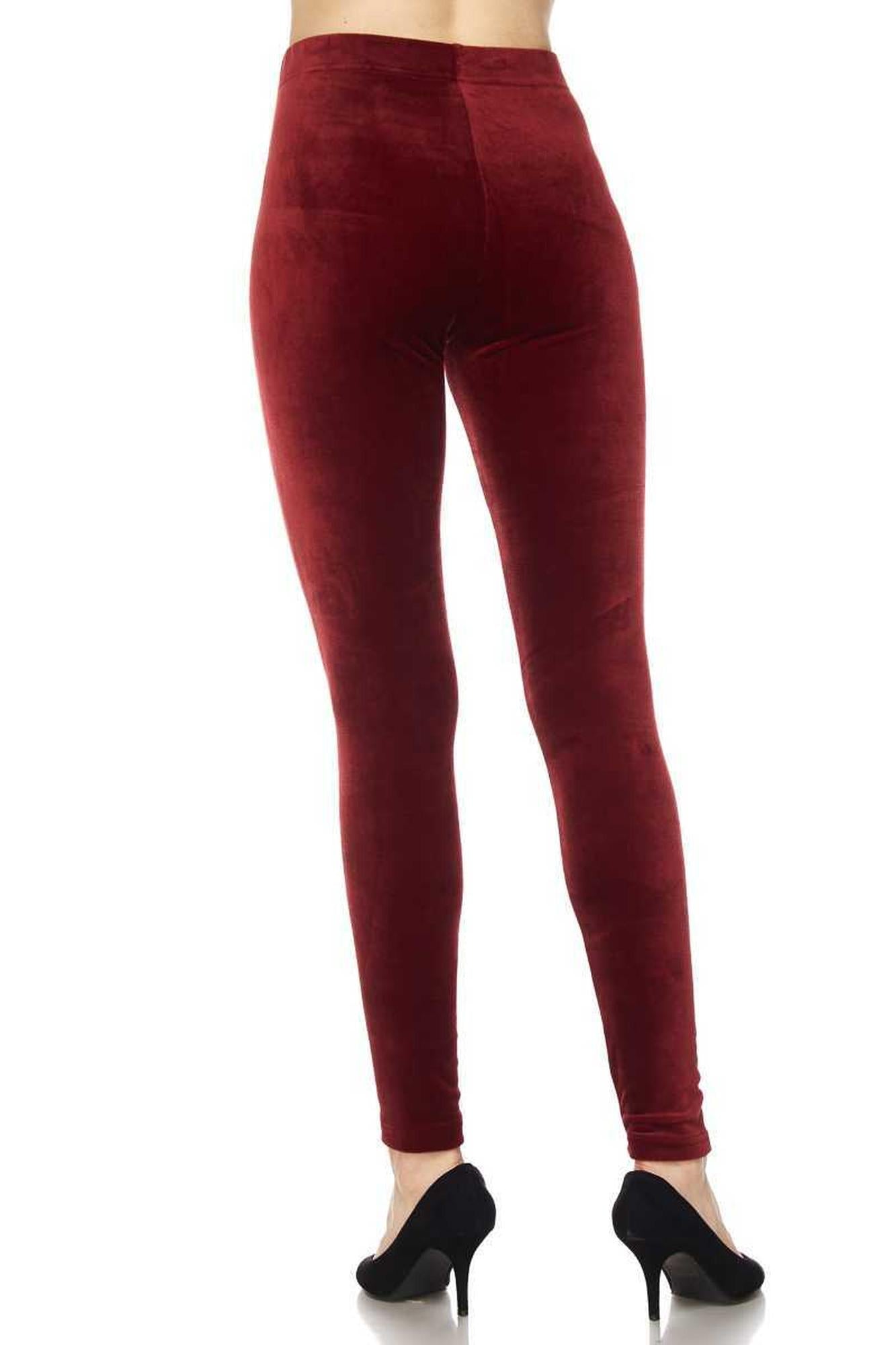 Solid Brushed Velour Velvet Plus Size Leggings