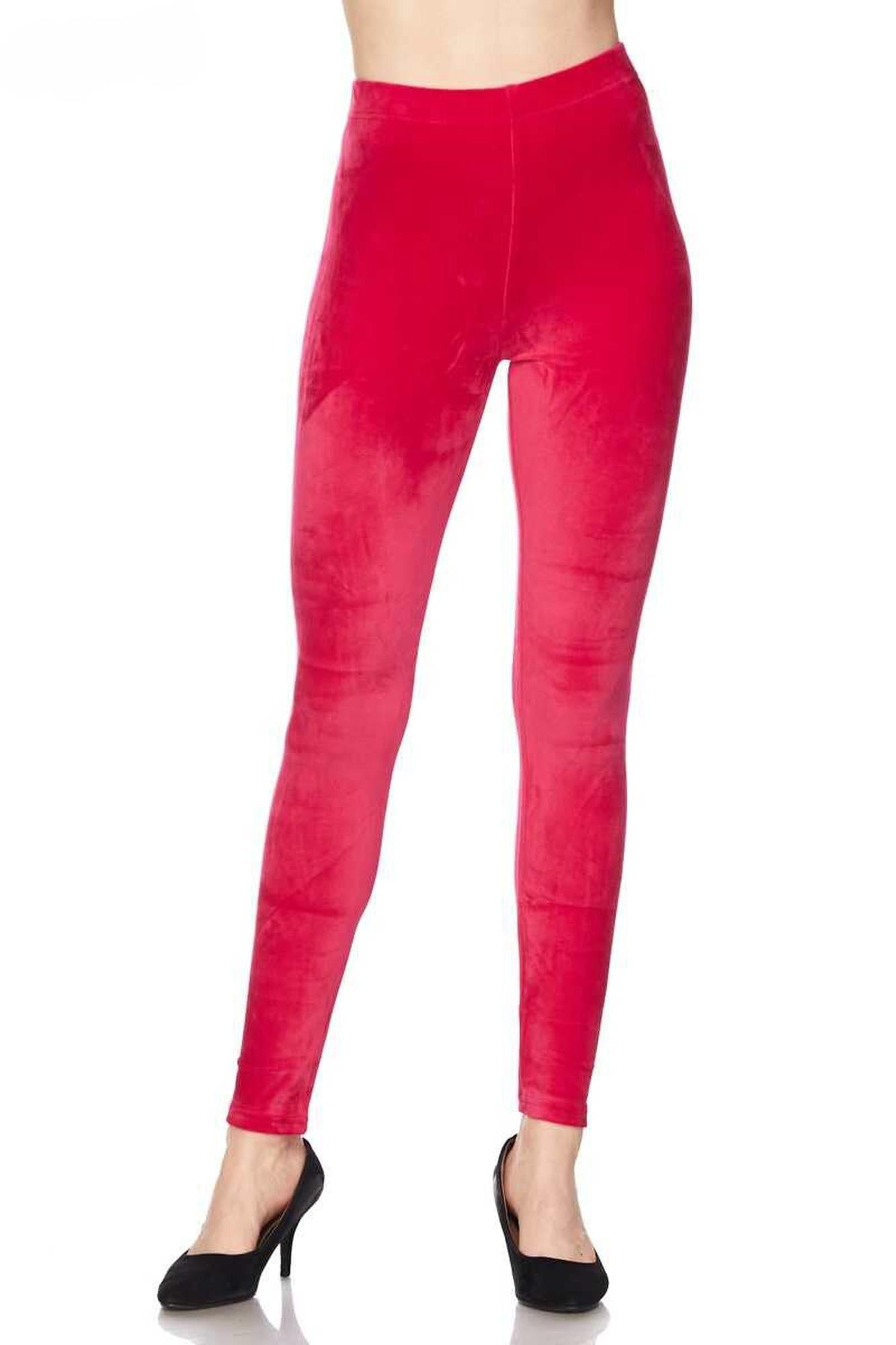 Solid Brushed Velour Velvet Plus Size Leggings