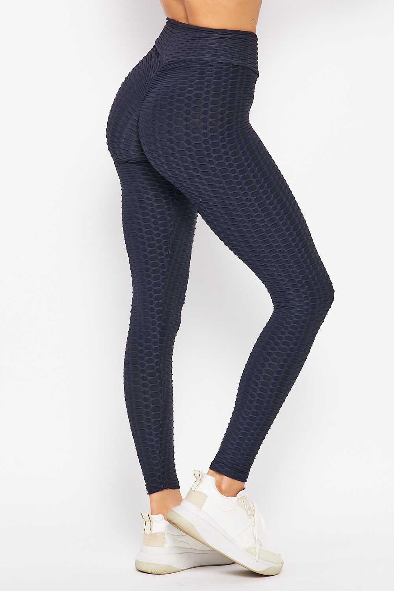 Scrunch Butt Textured V|Waist High Waisted Plus Size Leggings with Pockets