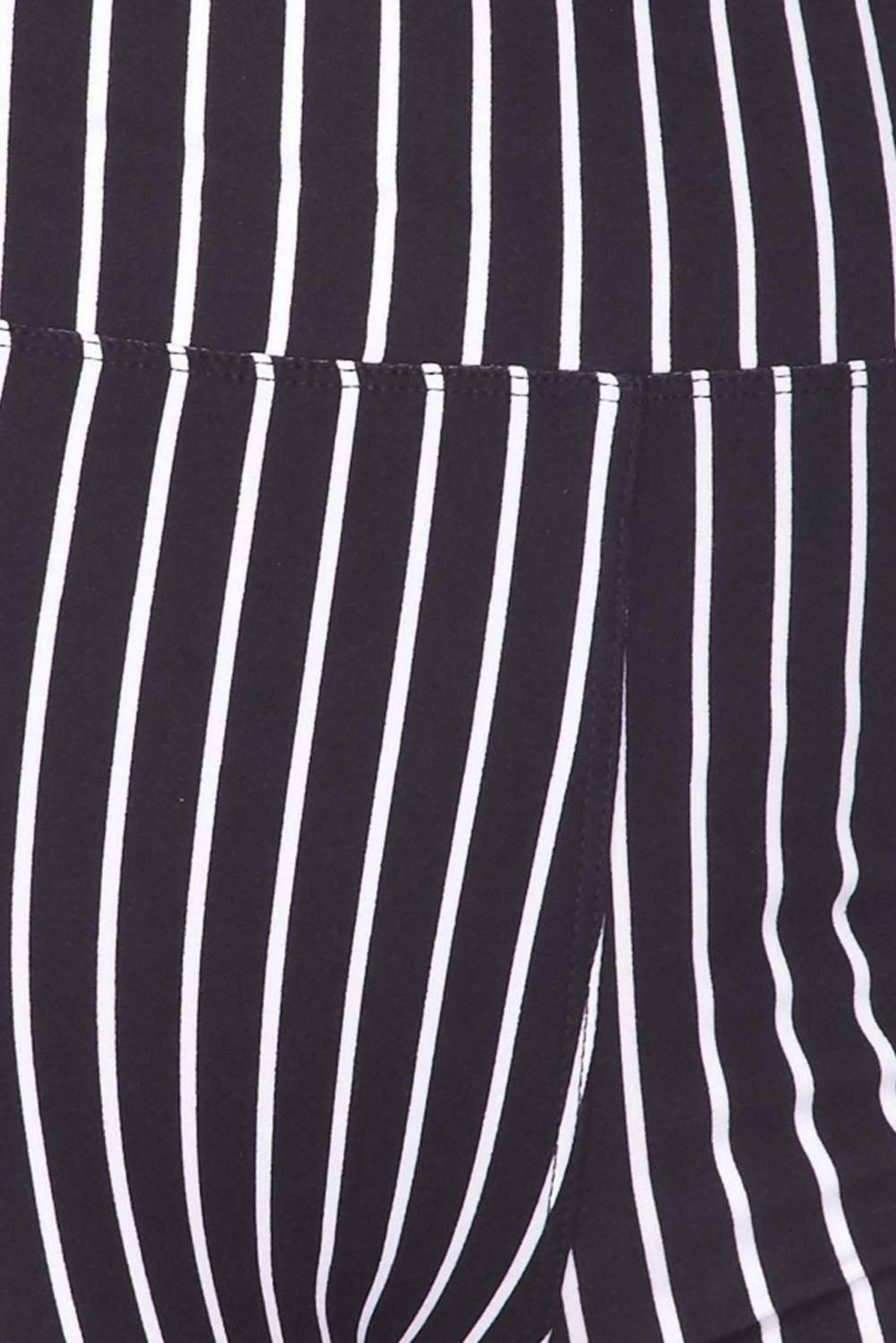 Buttery Soft Black Pinstripe Plus Size Biker Shorts - 3 Inch Waist Band (One Size Plus,Black)