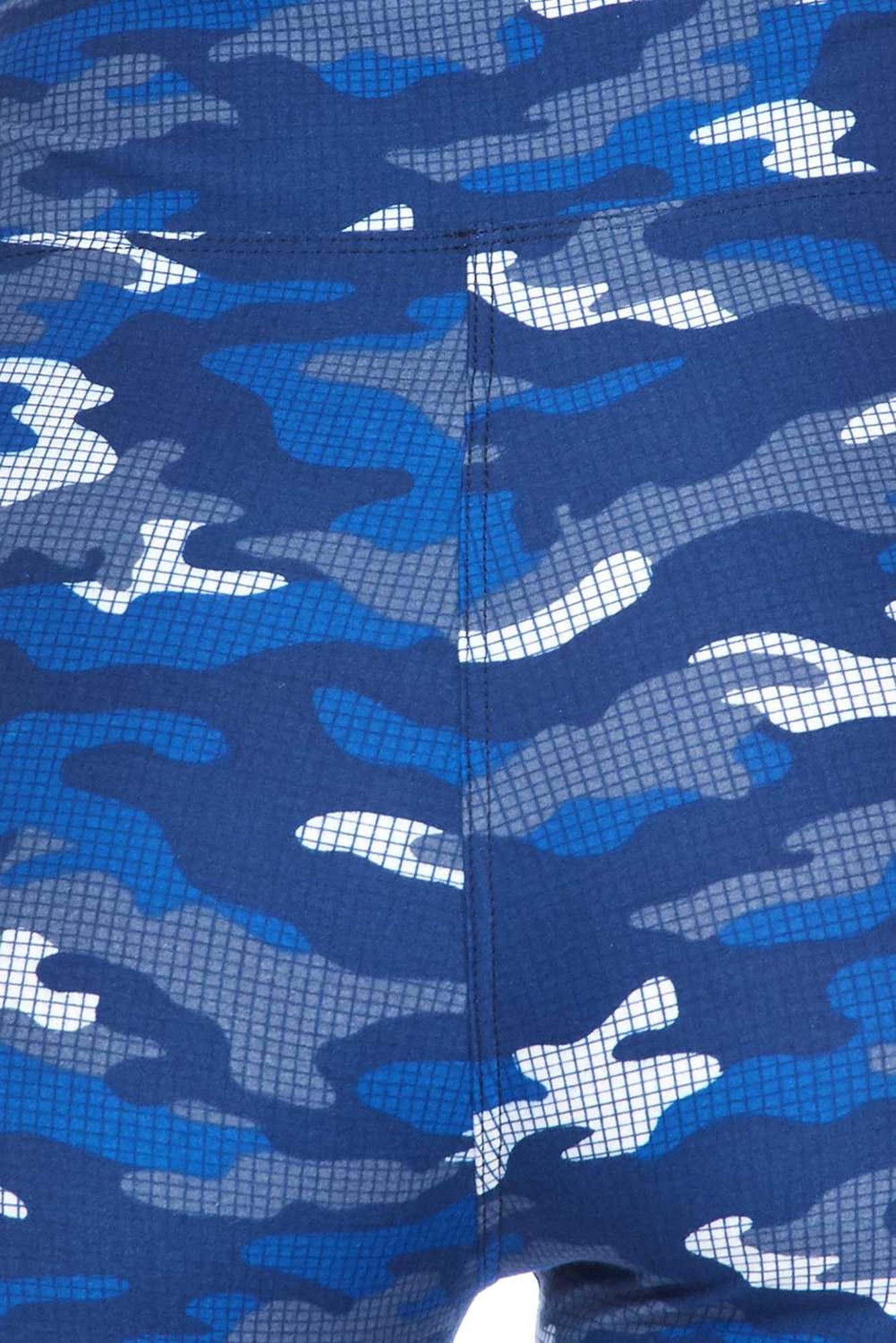 Buttery Smooth Blue Grid Camouflage Harem Plus Size Shorts