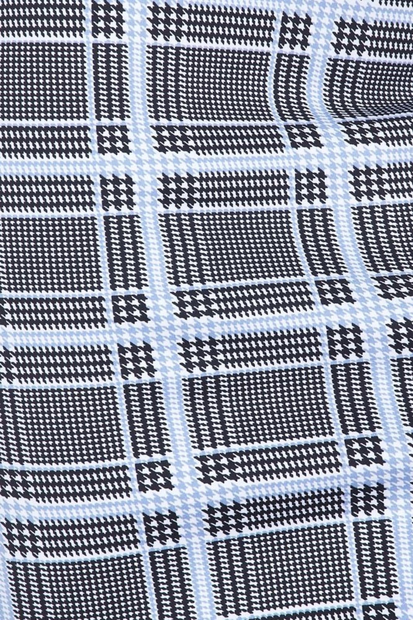 Silky Soft Scuba Baby Blue Glen Plaid Plus Size Pencil Skirt with Front Slit