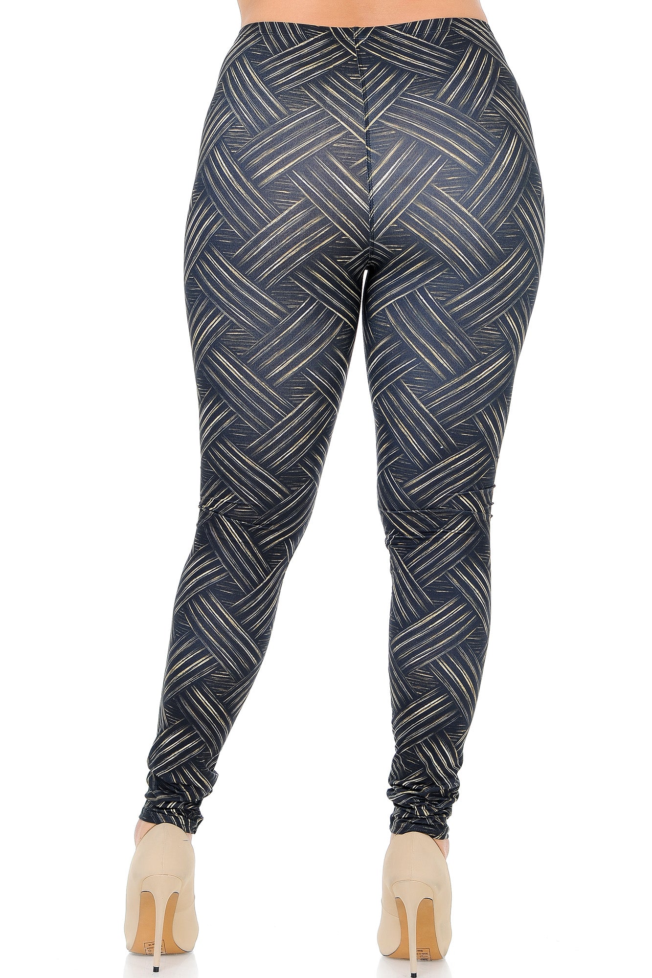 Creamy Soft Bronzed Banded Crisscross Plus Size Leggings - Signature Collection (One Size Plus,Black)