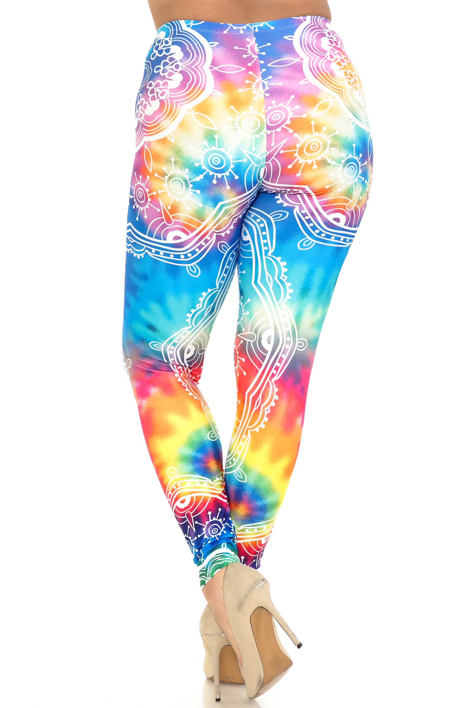 Creamy Soft California Tie Dye Plus Size Leggings - By USA Fashion (One Size Plus,Multi Color Bold)
