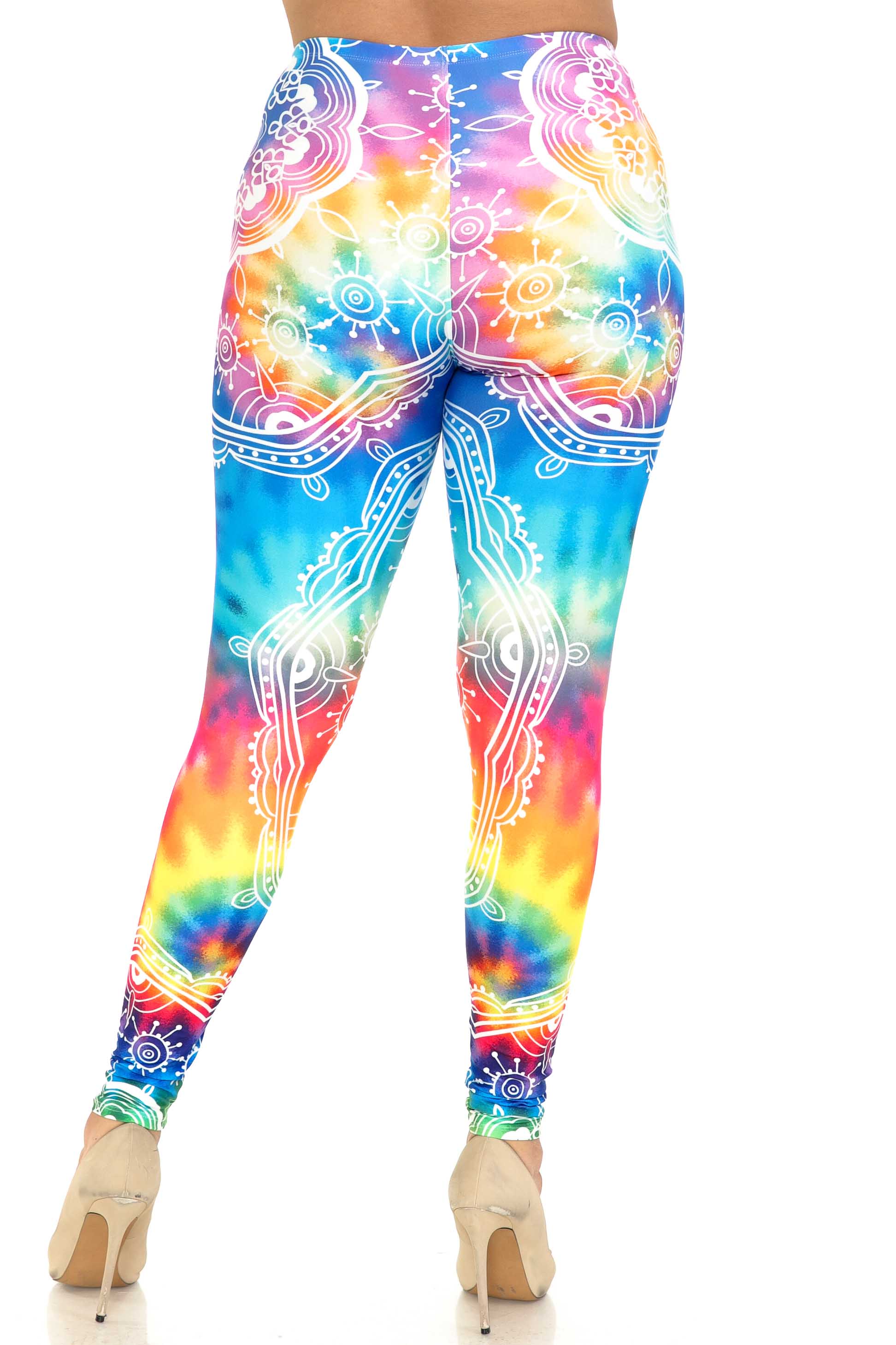 Creamy Soft California Tie Dye Plus Size Leggings - By USA Fashion (One Size Plus,Multi Color Bold)