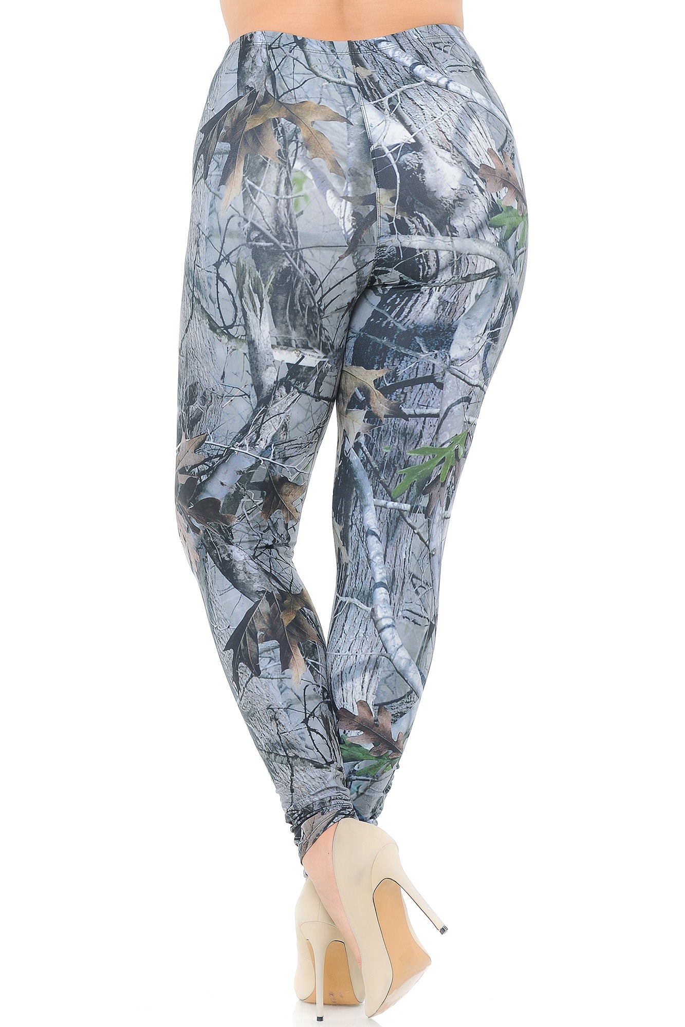 Creamy Soft Camouflage Trees Plus Size Leggings - USA Fashion (One Size Plus,Charcoal)