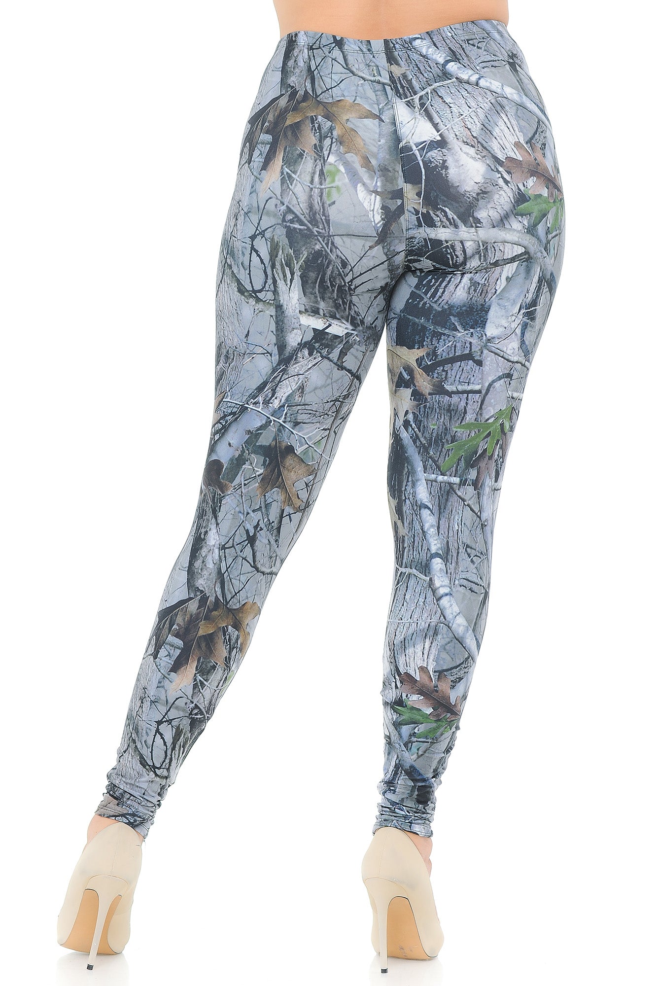 Creamy Soft Camouflage Trees Plus Size Leggings - USA Fashion (One Size Plus,Charcoal)