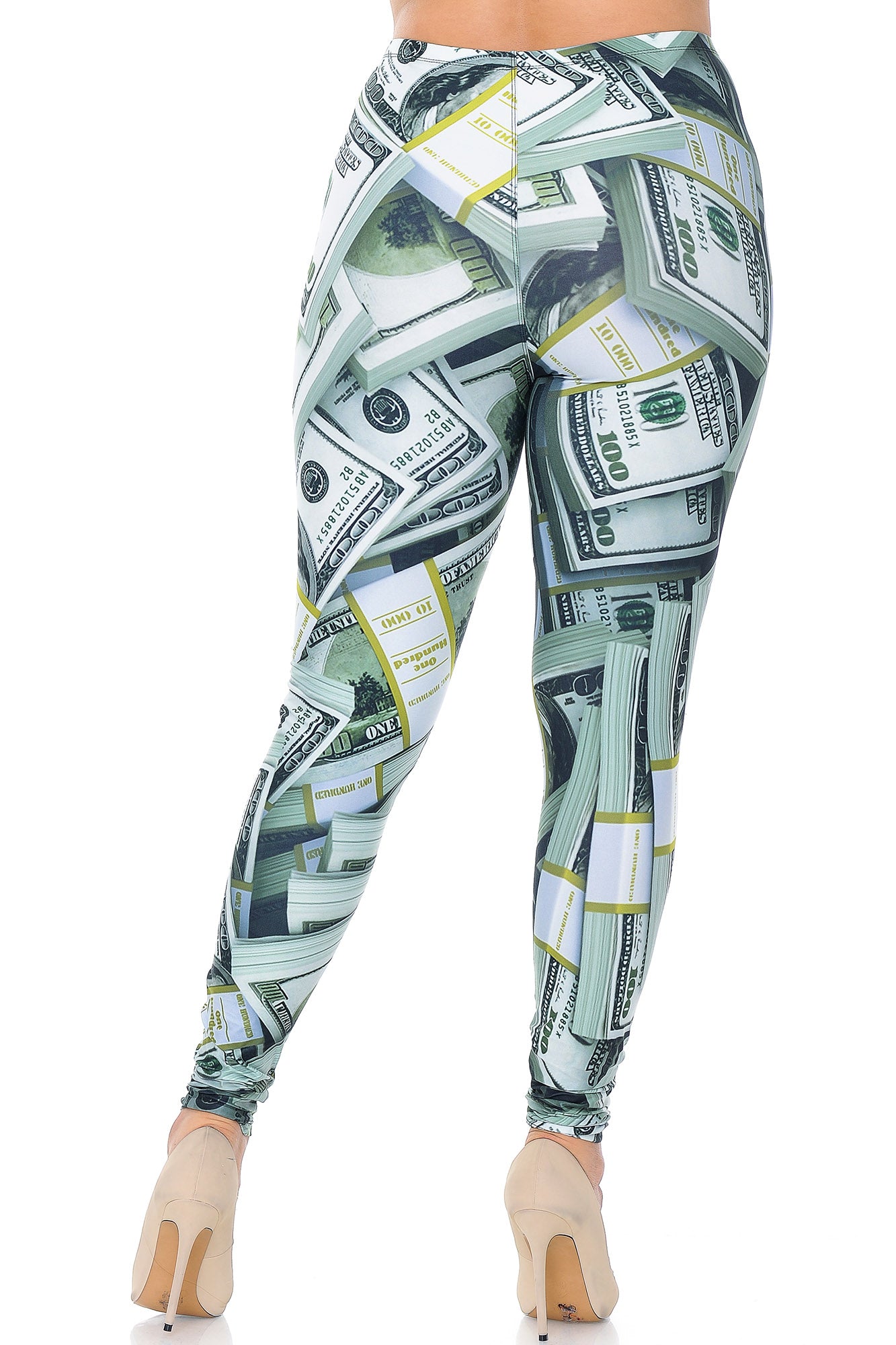 Creamy Soft Cash Money Plus Size Leggings - USA Fashion (One Size Plus,Green)