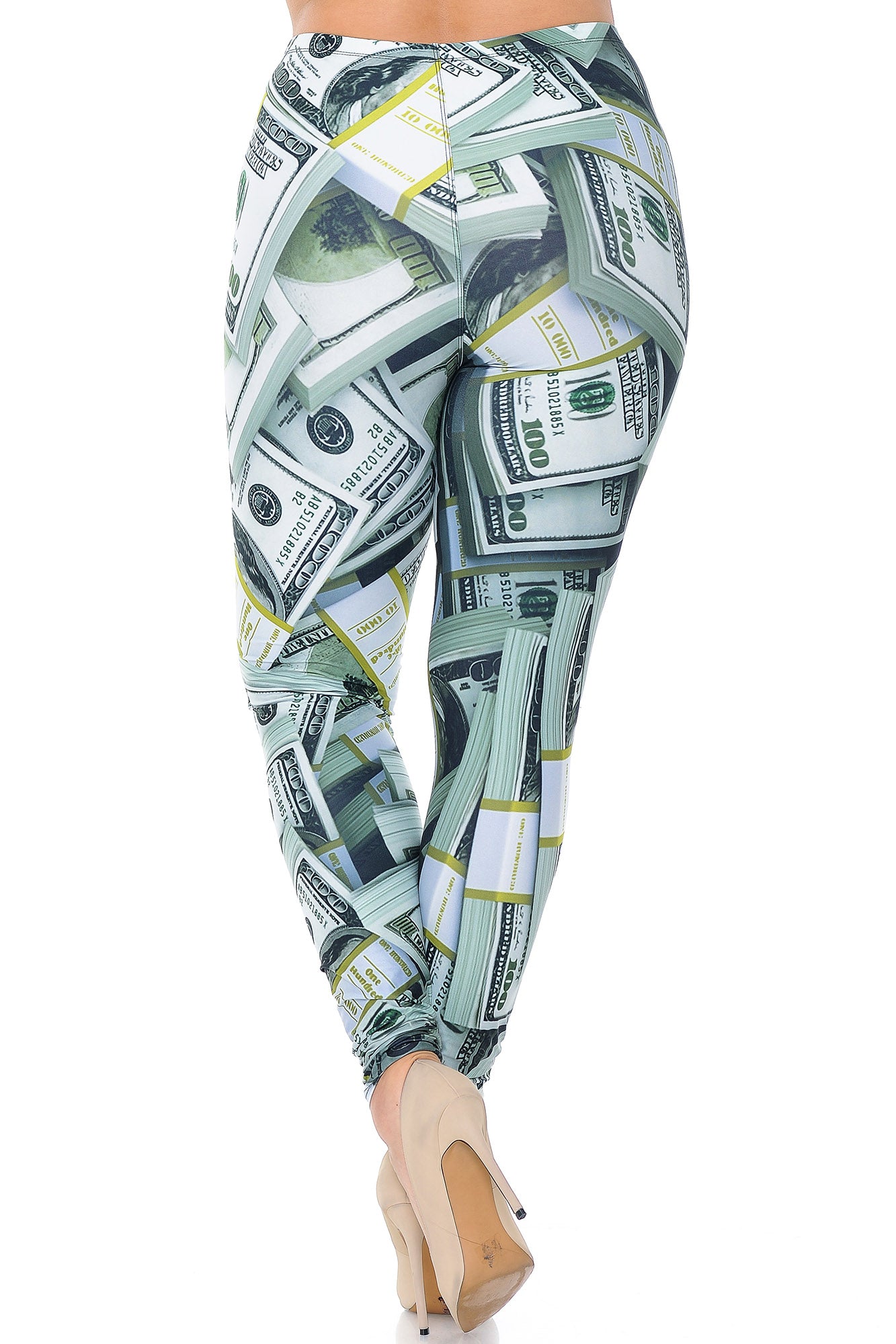 Creamy Soft Cash Money Plus Size Leggings - USA Fashion (One Size Plus,Green)