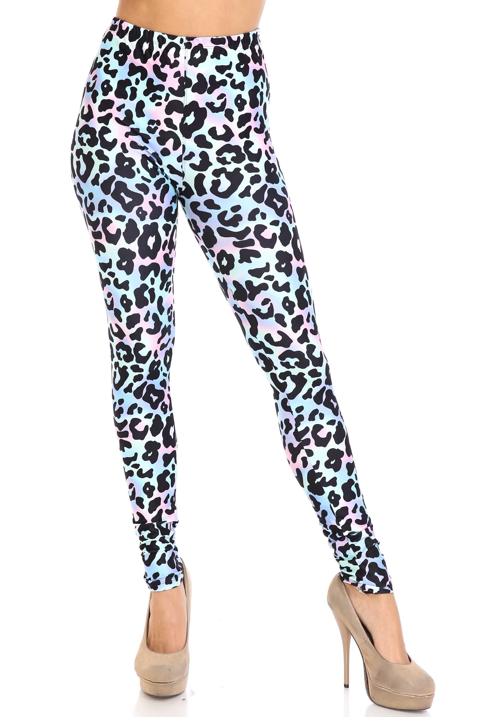 Creamy Soft Chromatic Leopard Plus Size Leggings - By USA Fashion (One Size Plus,Blue)