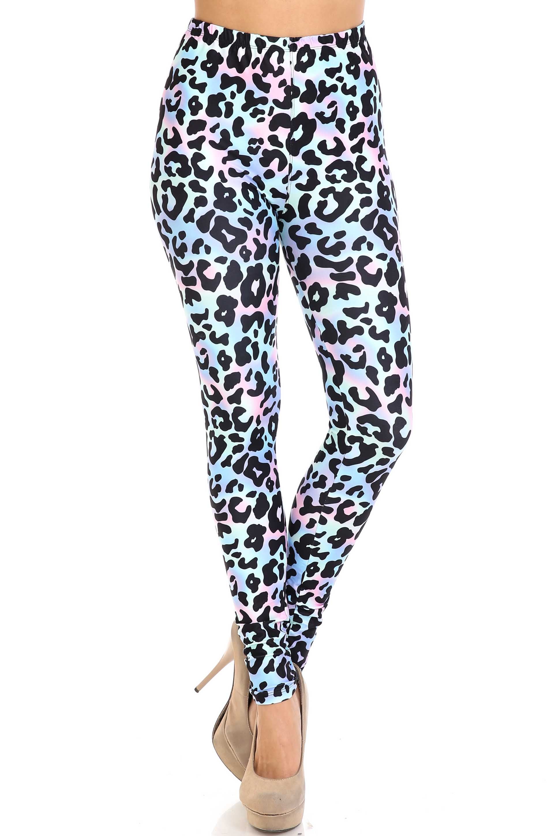 Creamy Soft Chromatic Leopard Plus Size Leggings - By USA Fashion (One Size Plus,Blue)