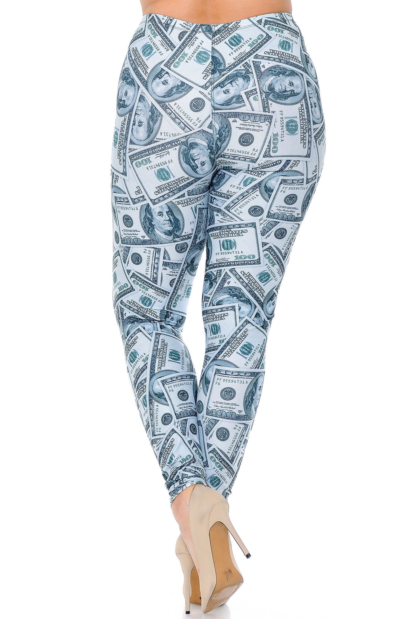 Creamy Soft Raining Money Plus Size Leggings - USA Fashion (One Size Plus,Green)