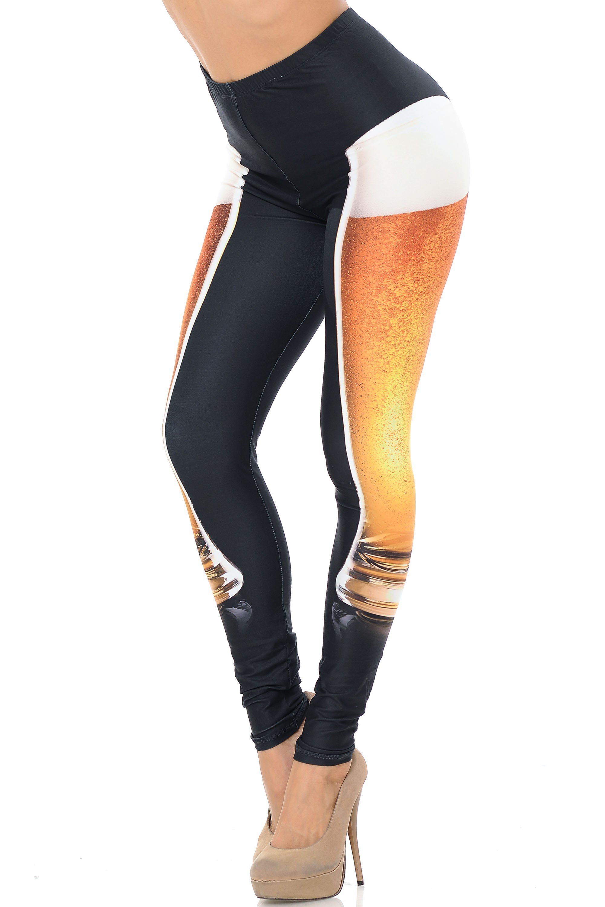 Creamy Soft Draft Beer Plus Size Leggings - USA Fashion (One Size Plus,Black)