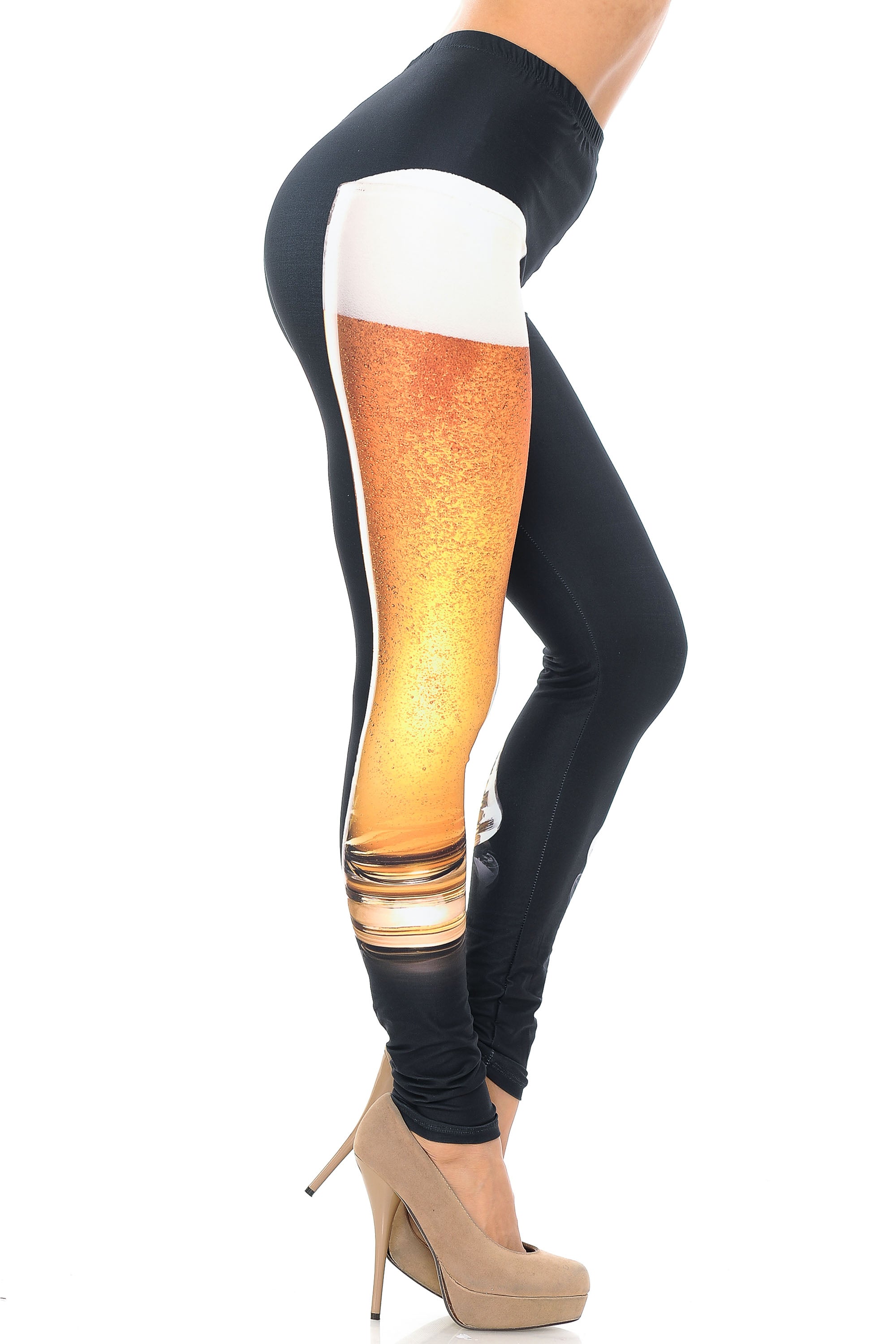 Creamy Soft Draft Beer Plus Size Leggings - USA Fashion (One Size Plus,Black)