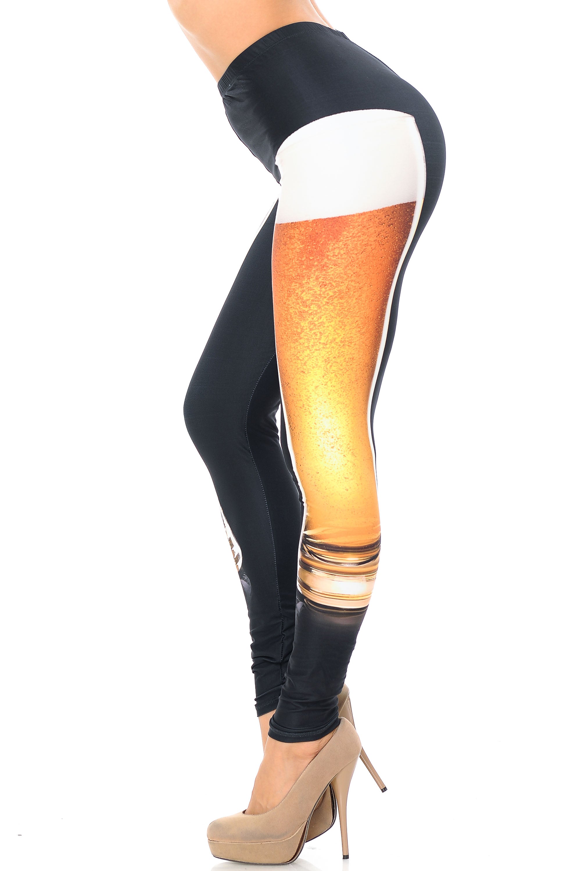 Creamy Soft Draft Beer Plus Size Leggings - USA Fashion (One Size Plus,Black)