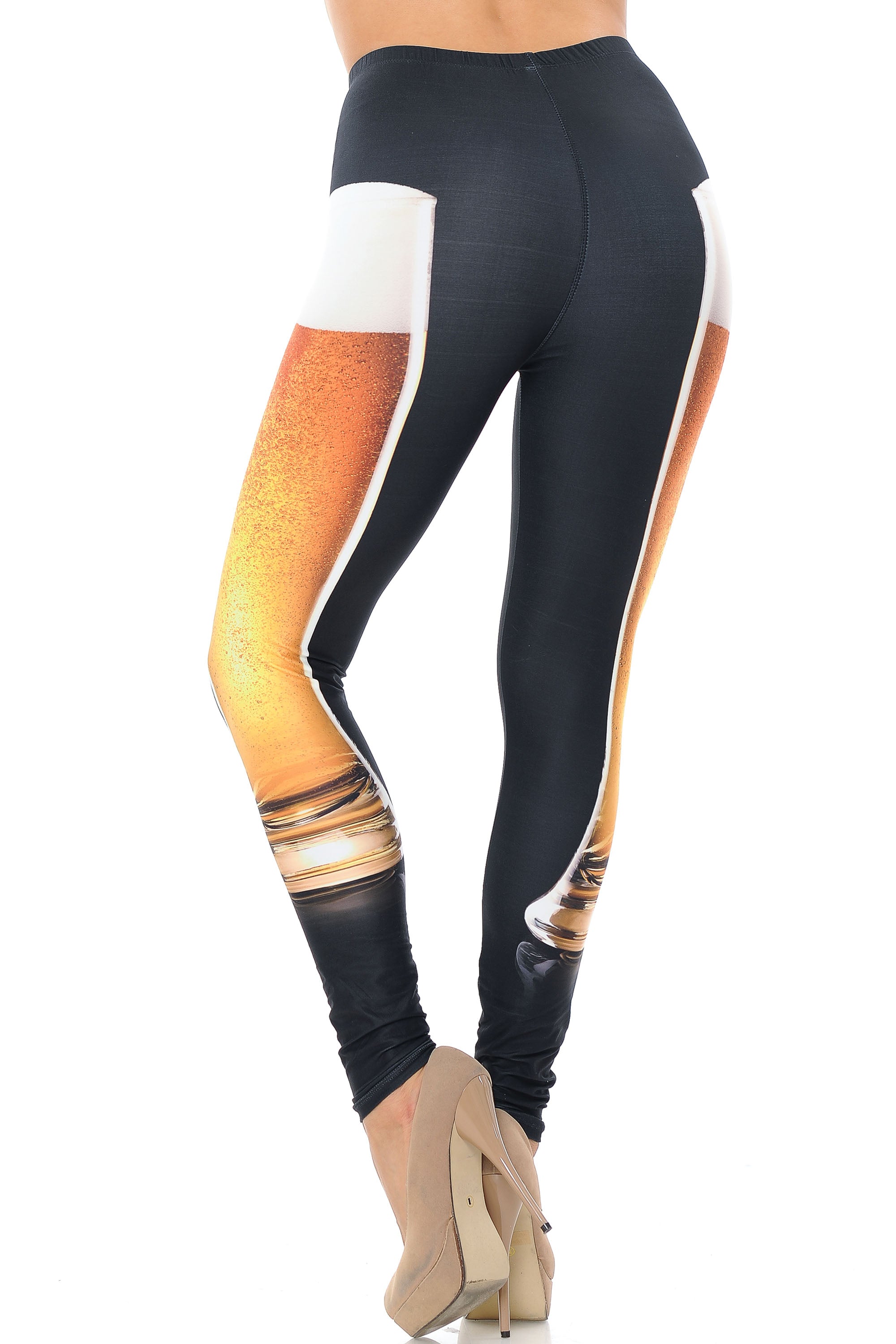 Creamy Soft Draft Beer Plus Size Leggings - USA Fashion (One Size Plus,Black)