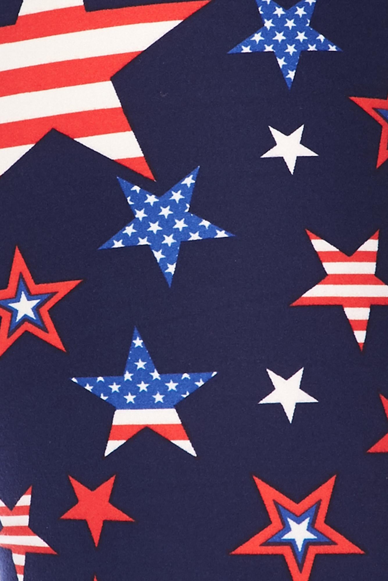 Buttery Soft USA Stars Plus Size Leggings (One Size Plus,Navy)