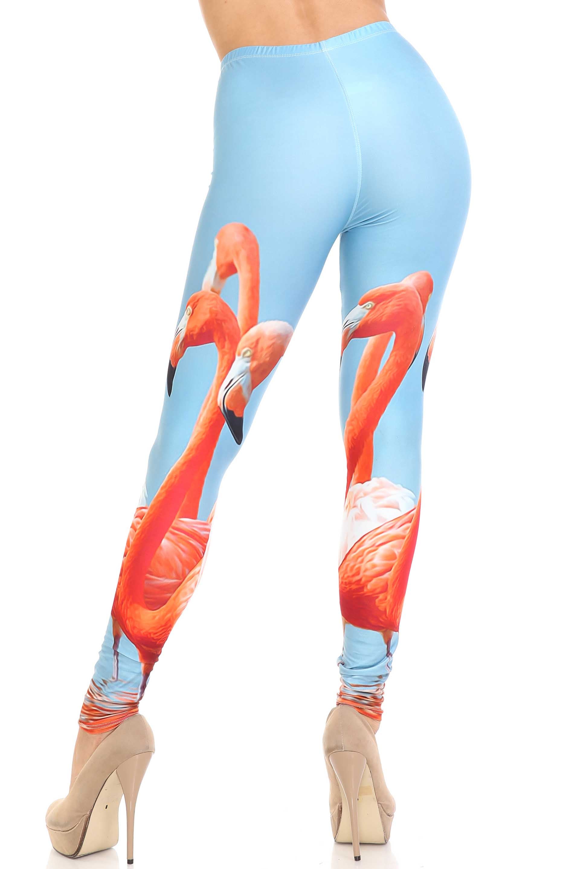 Creamy Soft Flamingo Plus Size Leggings - USA Fashion (One Size Plus,Blue)