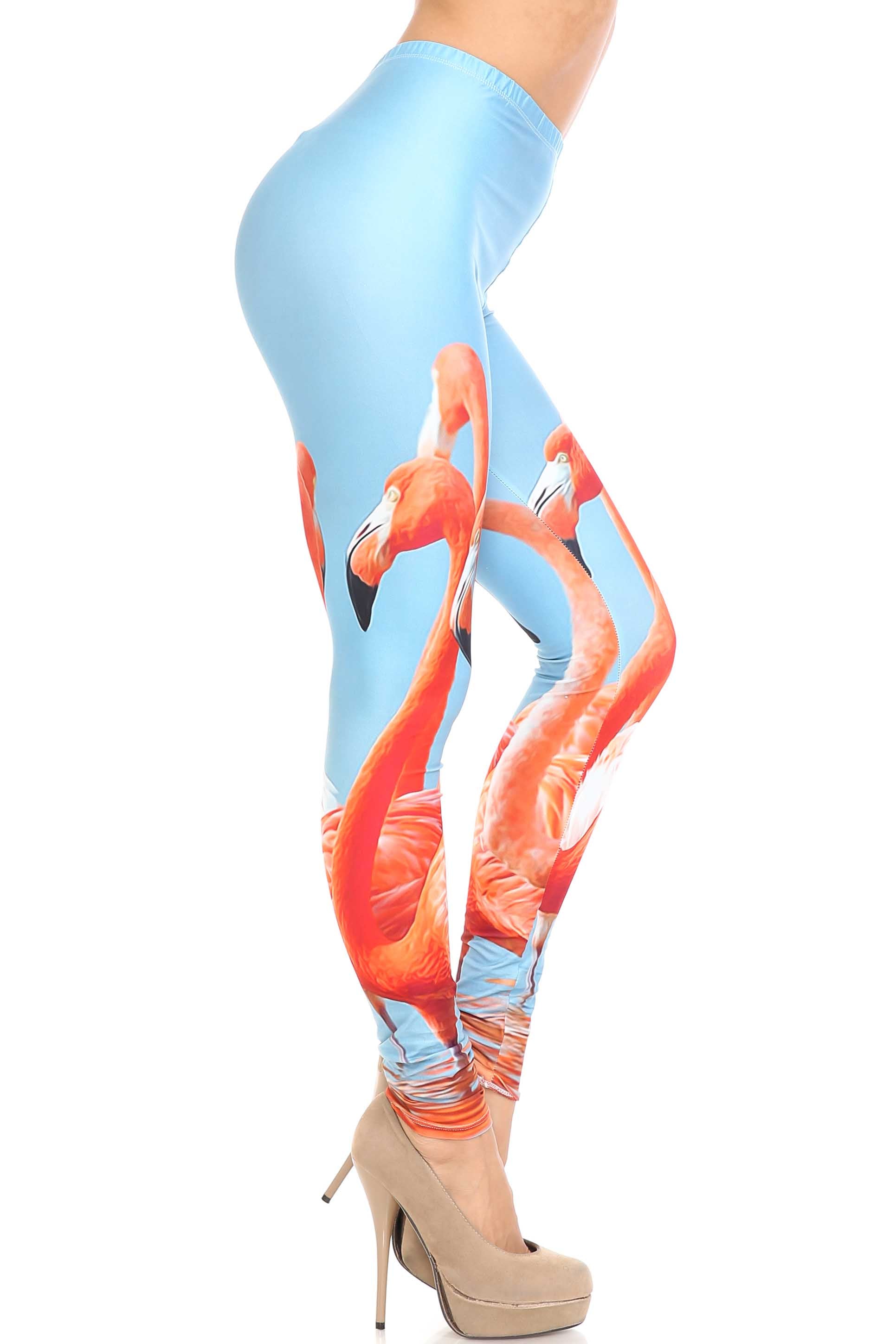 Creamy Soft Flamingo Plus Size Leggings - USA Fashion (One Size Plus,Blue)