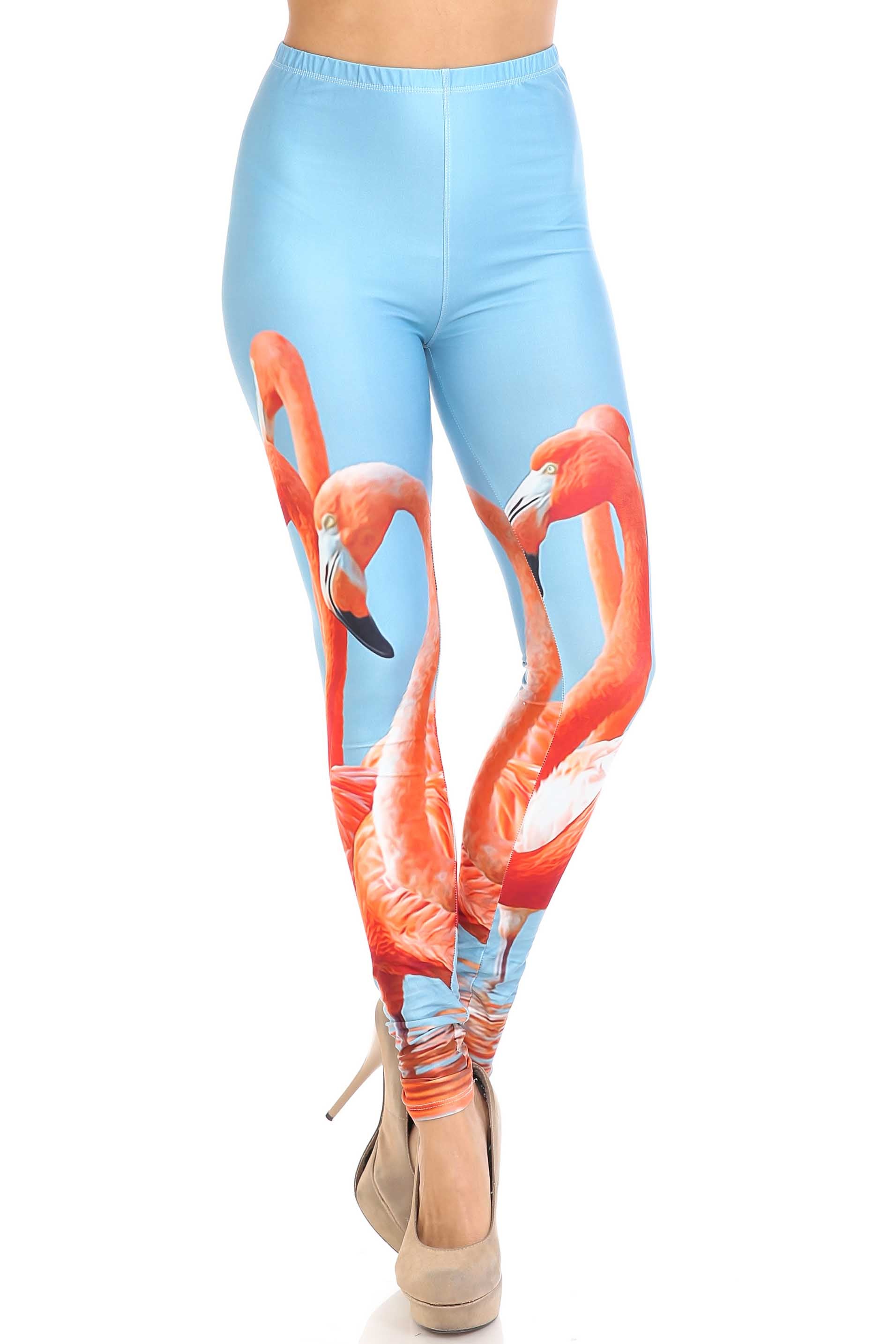 Creamy Soft Flamingo Plus Size Leggings - USA Fashion (One Size Plus,Blue)