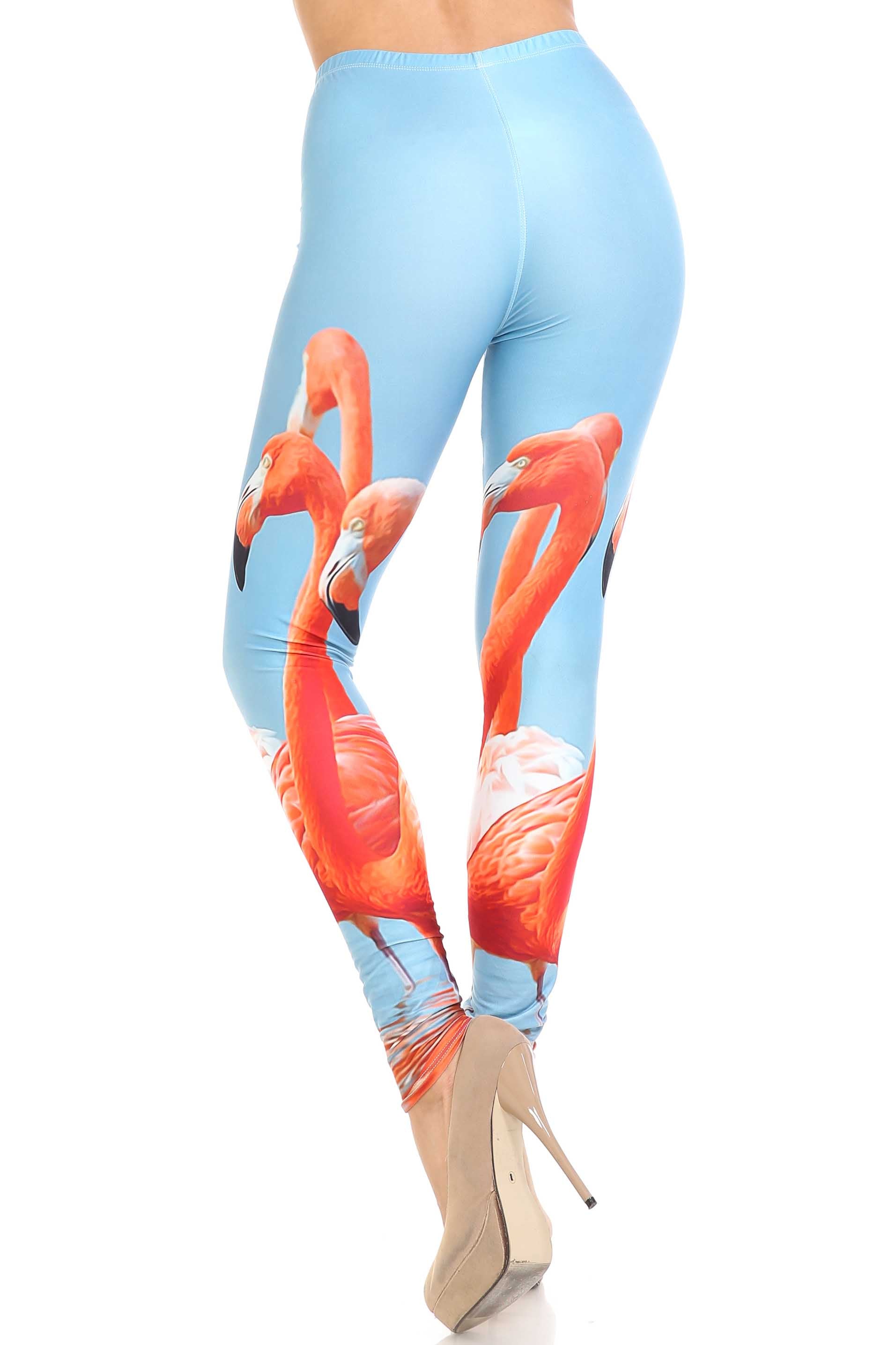 Creamy Soft Flamingo Plus Size Leggings - USA Fashion (One Size Plus,Blue)