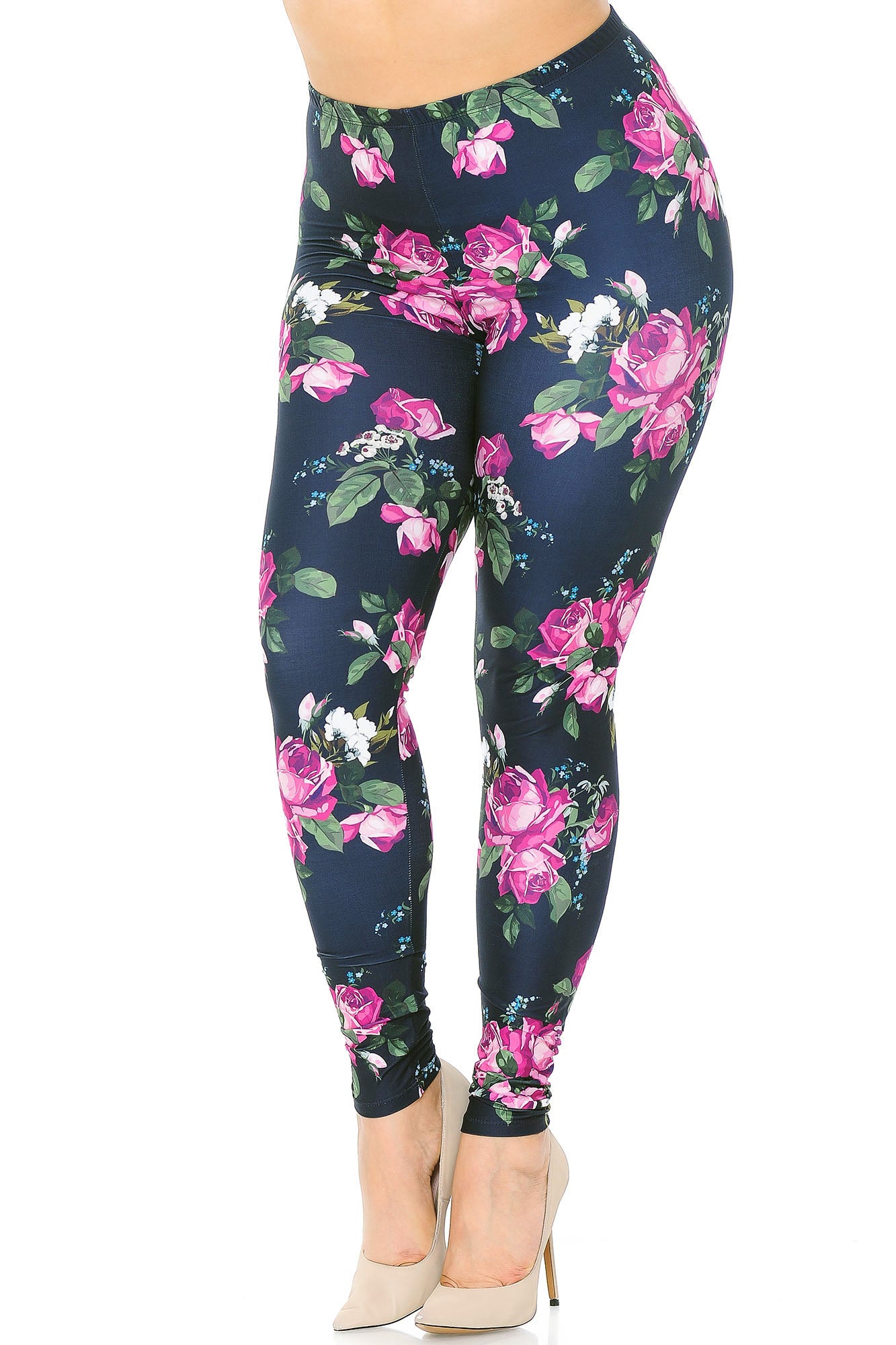 Creamy Soft Fuchsia Rose Plus Size Leggings - USA Fashion (One Size Plus,Fuchsia)