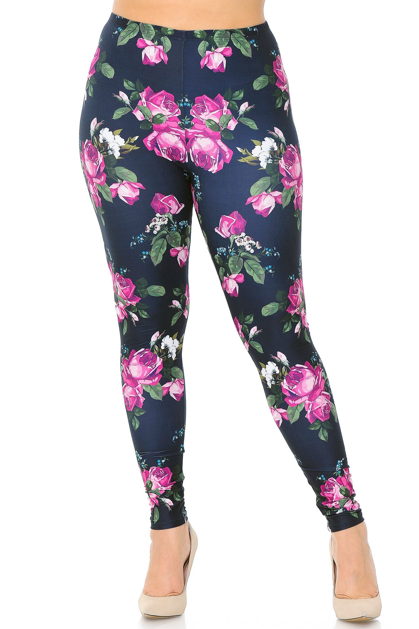 Creamy Soft Fuchsia Rose Plus Size Leggings - USA Fashion (One Size Plus,Fuchsia)