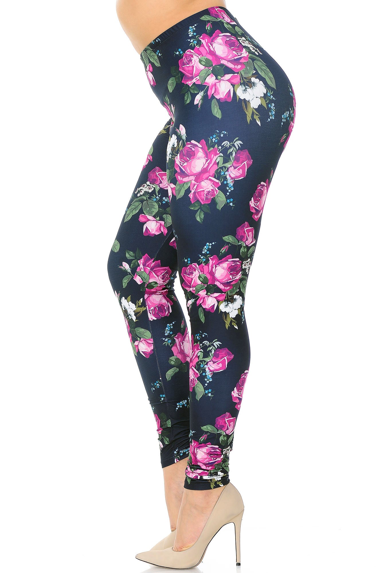 Creamy Soft Fuchsia Rose Plus Size Leggings - USA Fashion (One Size Plus,Fuchsia)