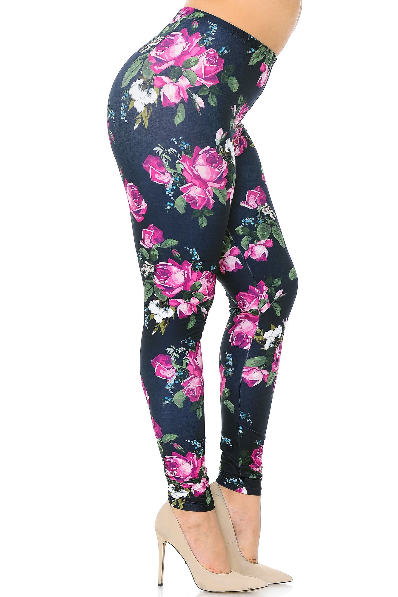 Creamy Soft Fuchsia Rose Plus Size Leggings - USA Fashion (One Size Plus,Fuchsia)