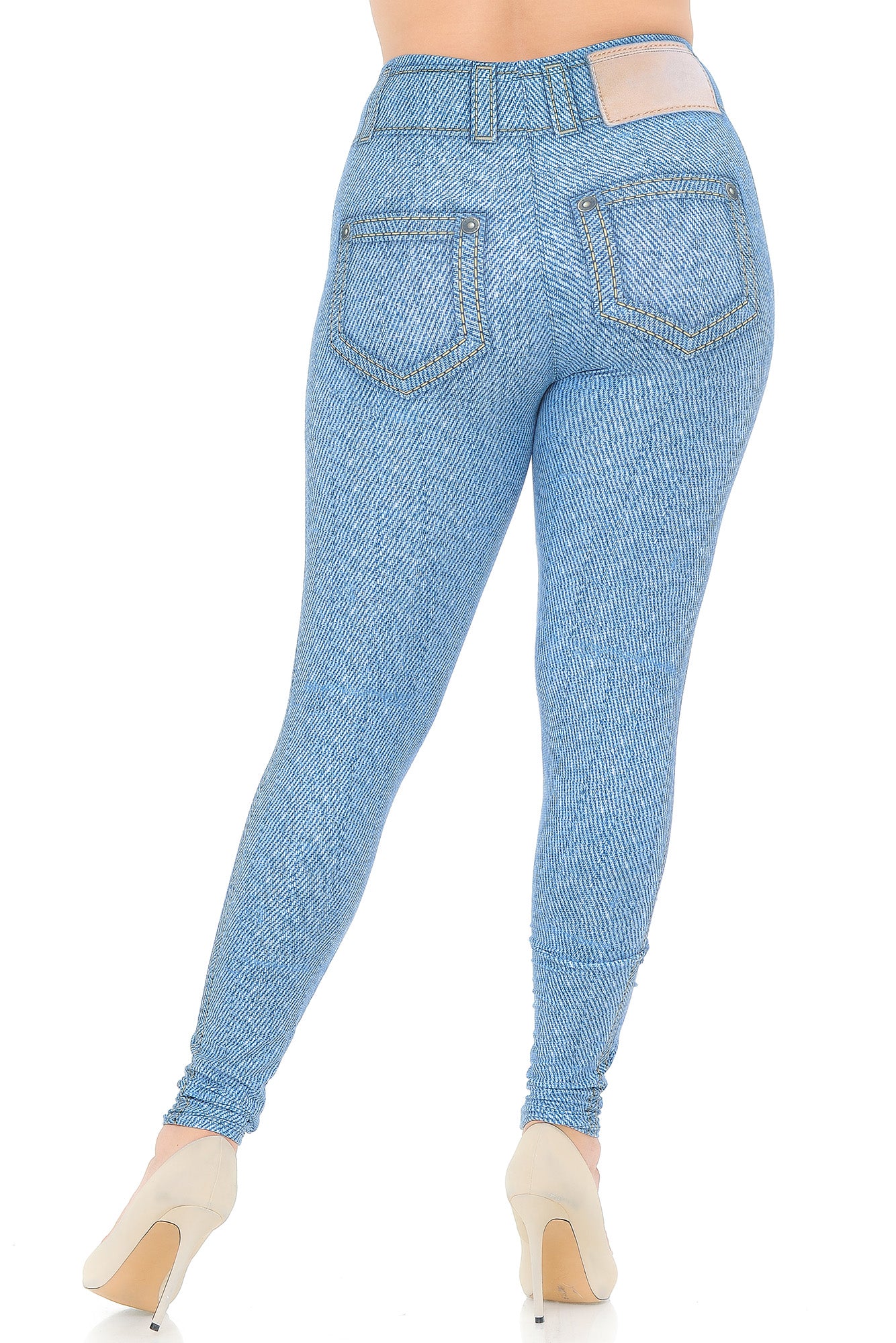 Creamy Soft Beautiful Blue Jean Plus Size Leggings - USA Fashion (One Size Plus,Blue)
