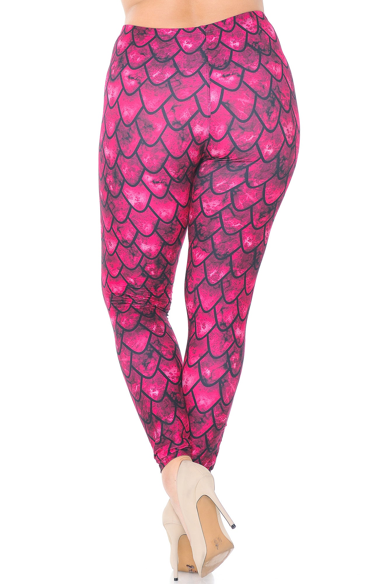 Creamy Soft Red Scale Plus Size Leggings - USA Fashion (One Size Plus,Red)