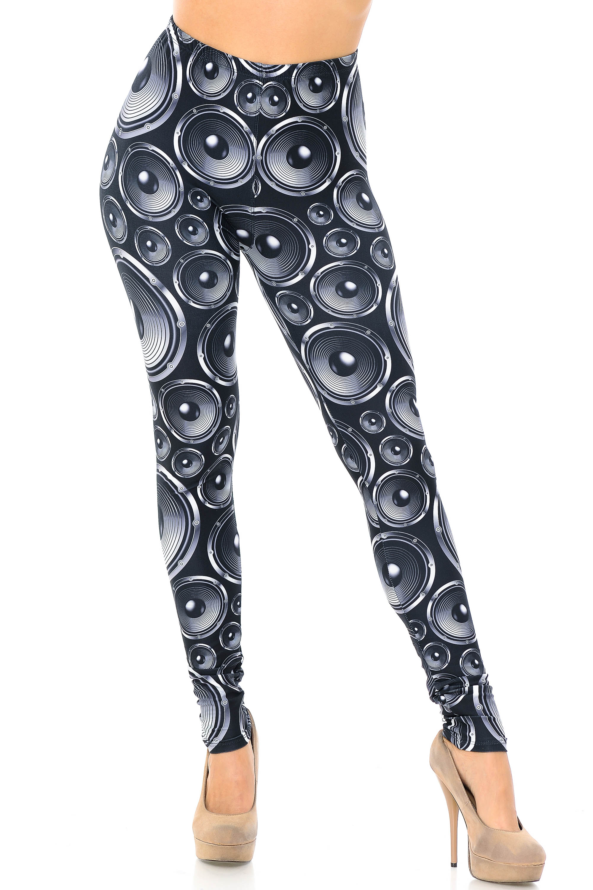 Creamy Soft Speaker Plus Size Leggings | USA Fashion (One Size Plus,Black)