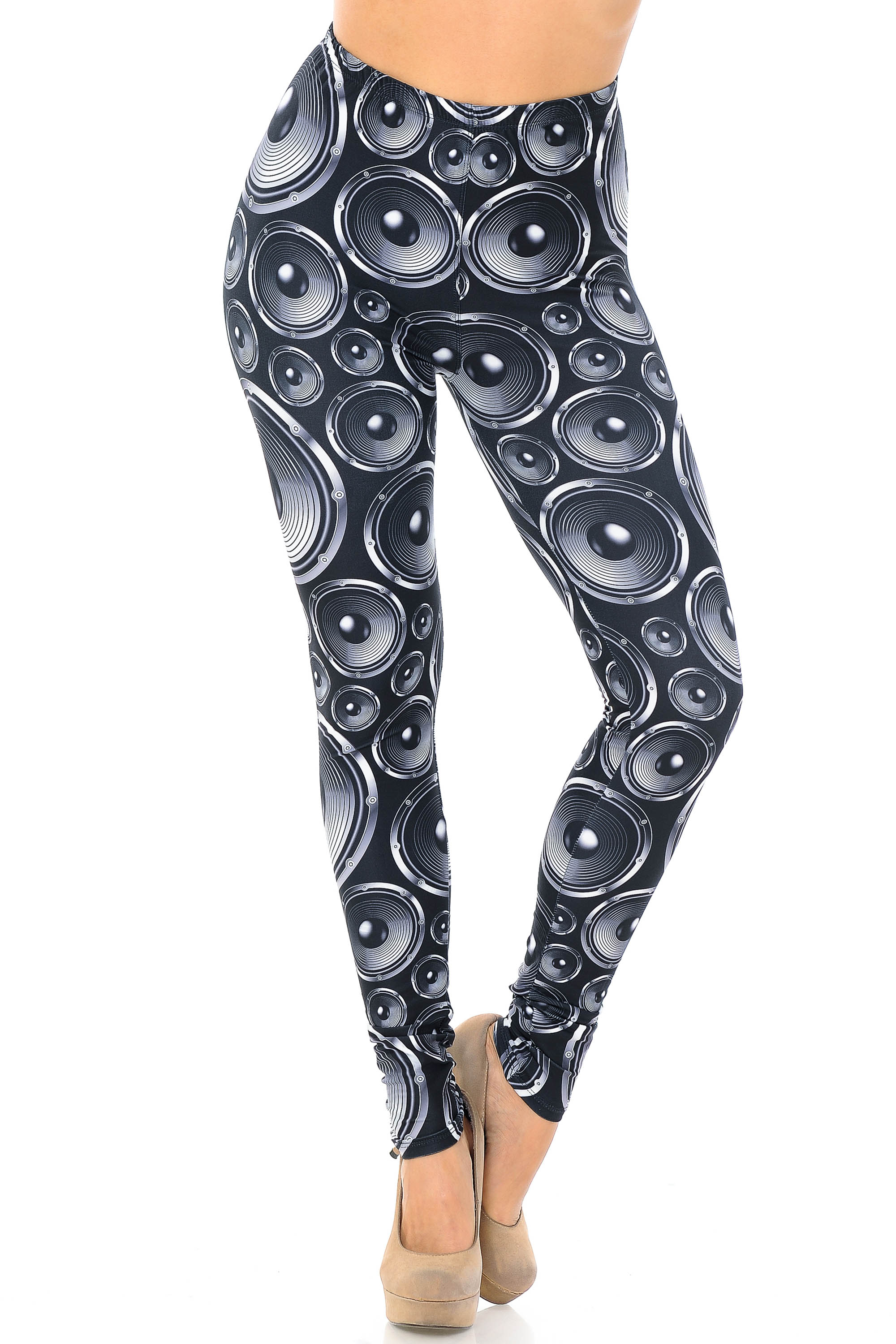 Creamy Soft Speaker Plus Size Leggings | USA Fashion (One Size Plus,Black)
