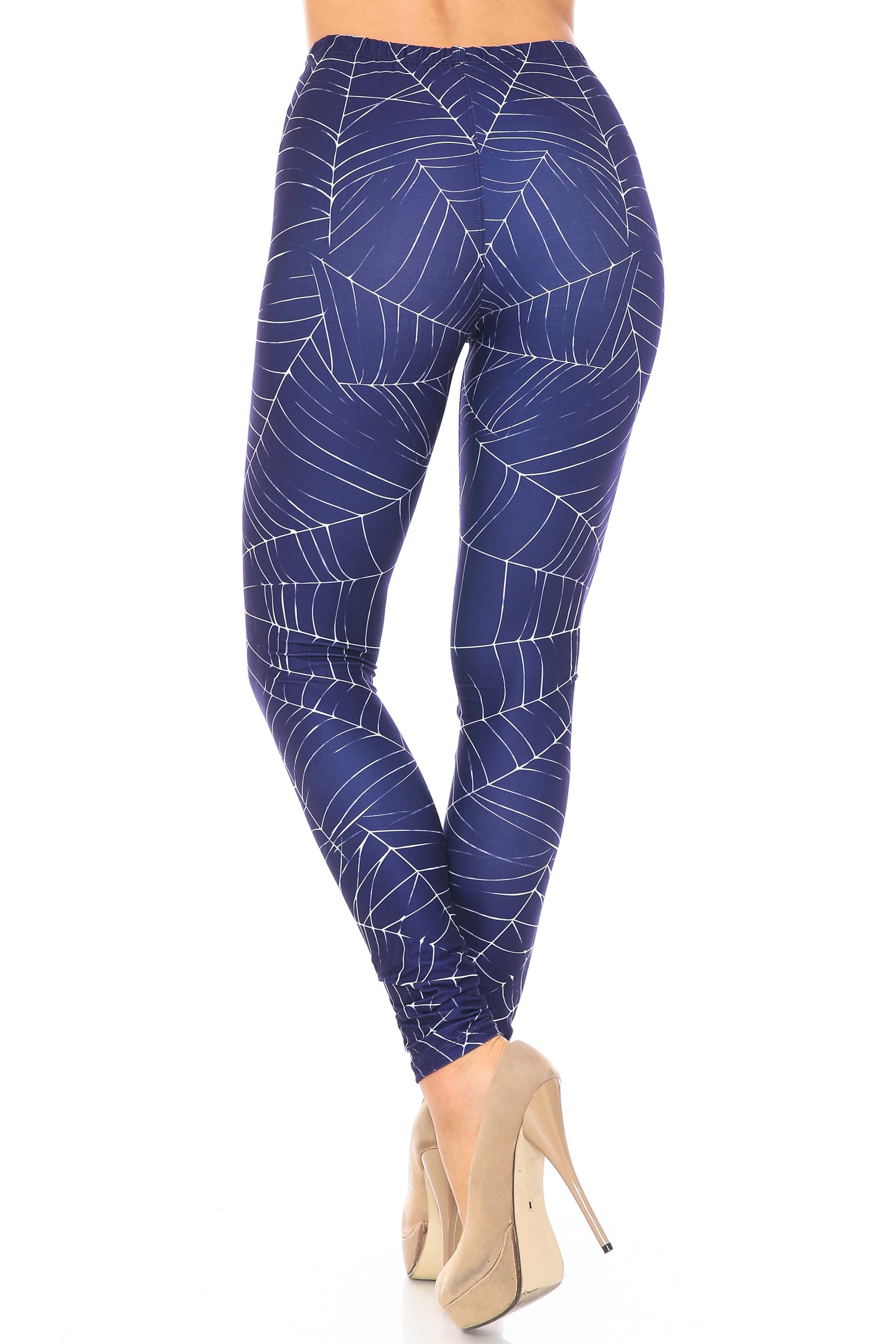 Creamy Soft Spiderwebs Halloween Plus Size Leggings - By USA Fashion (One Size Plus,Navy)
