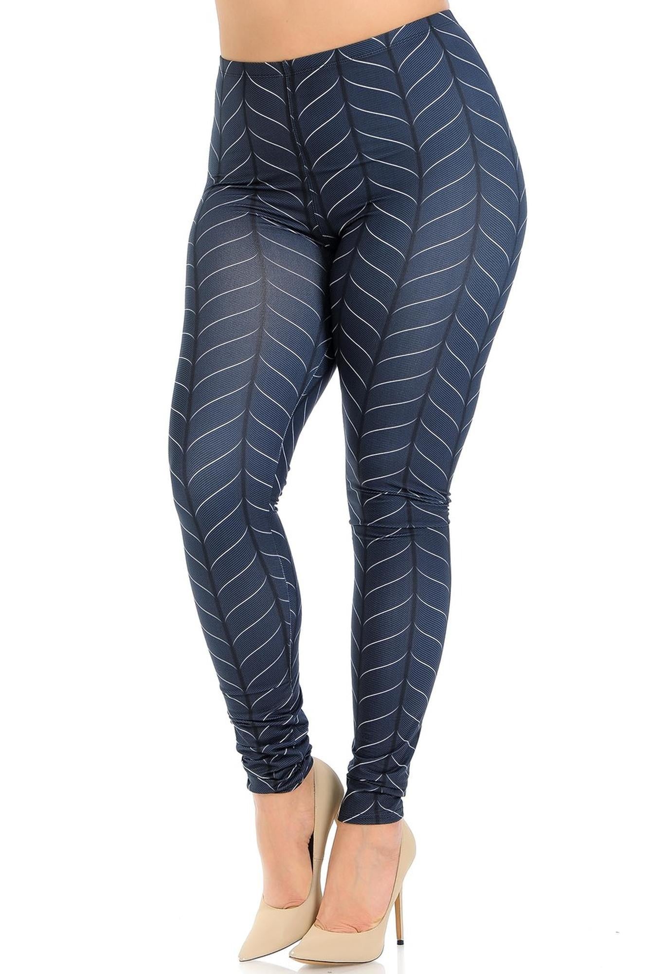 Creamy Soft Vertical Swirl Plus Size Leggings - Signature Collection (One Size Plus,Charcoal)