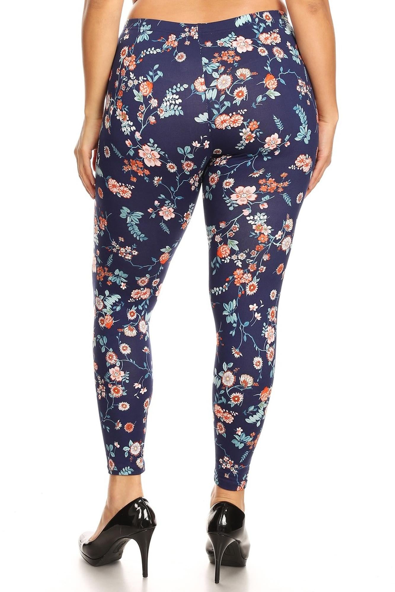 Brushed Spring Asian Floral Plus Size Leggings