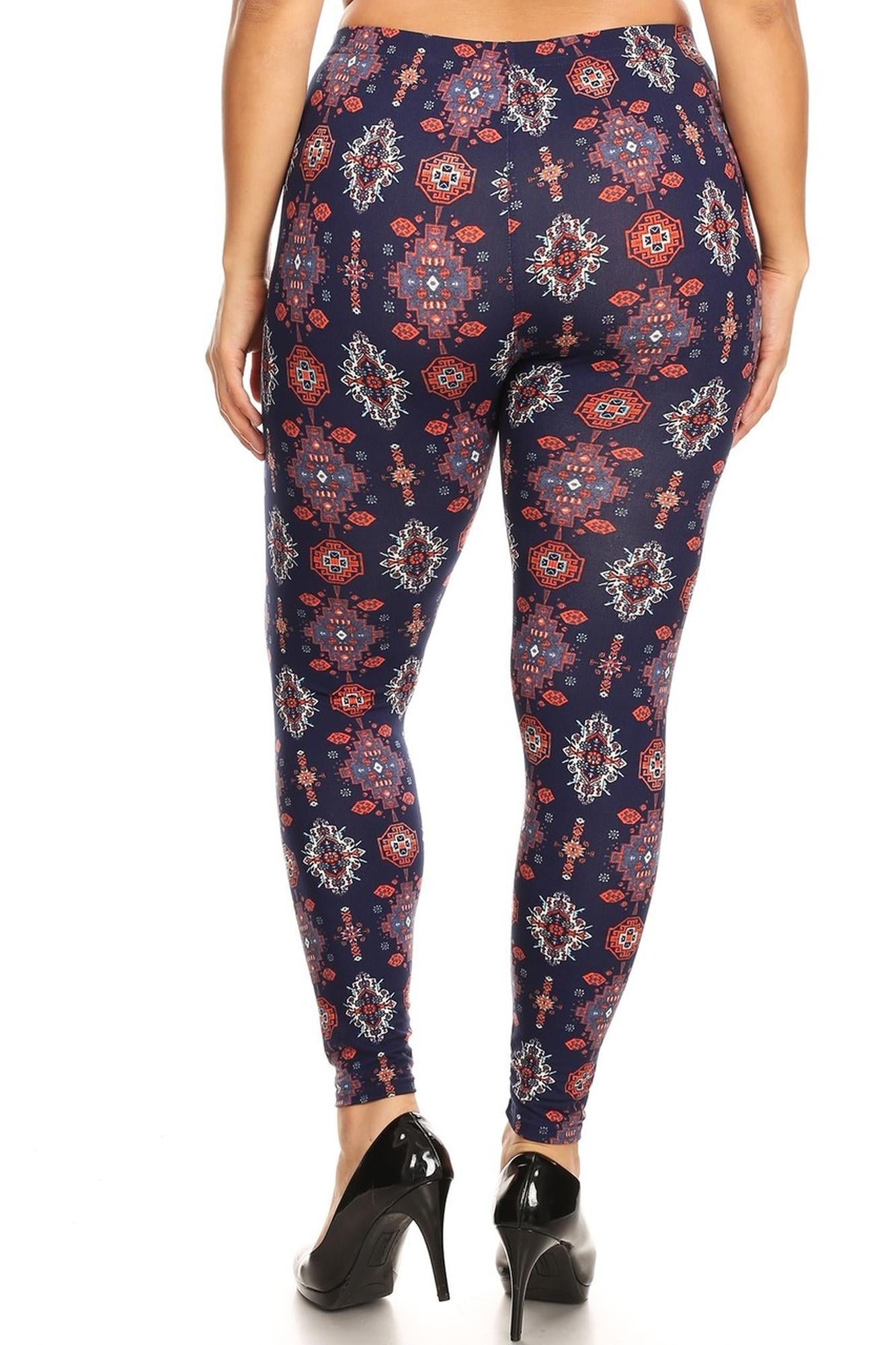 Brushed Vertical Mayan Mirage Floral Plus Size Leggings