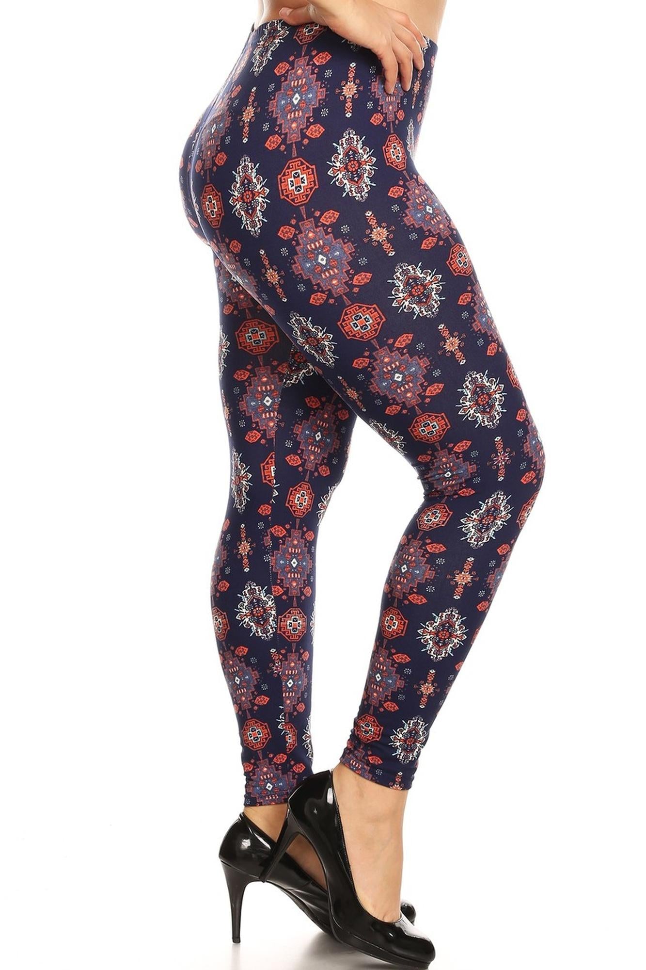 Brushed Vertical Mayan Mirage Floral Plus Size Leggings