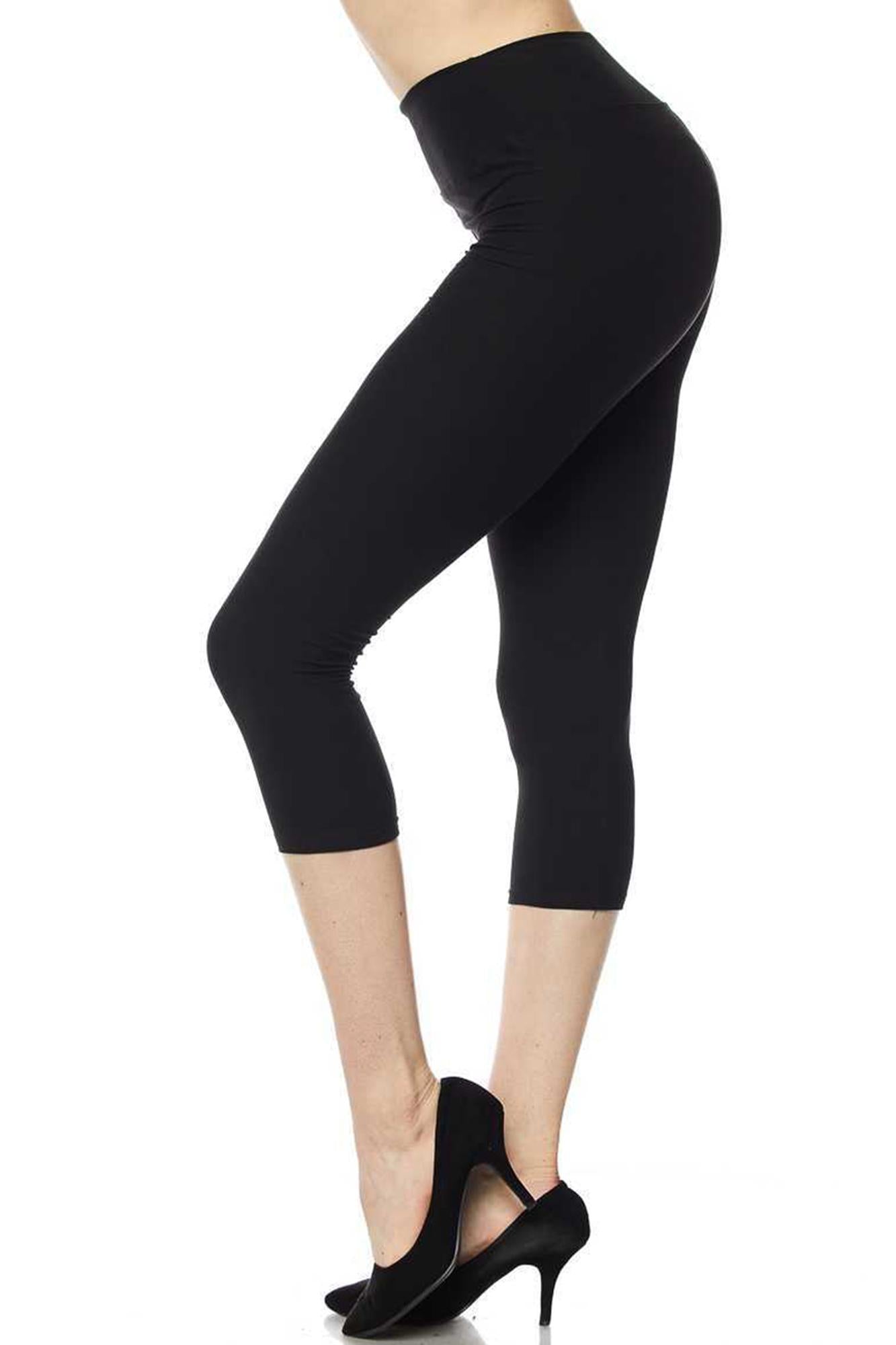 Brushed Basic Solid High Waisted Capris - 3 Inch - New Mix