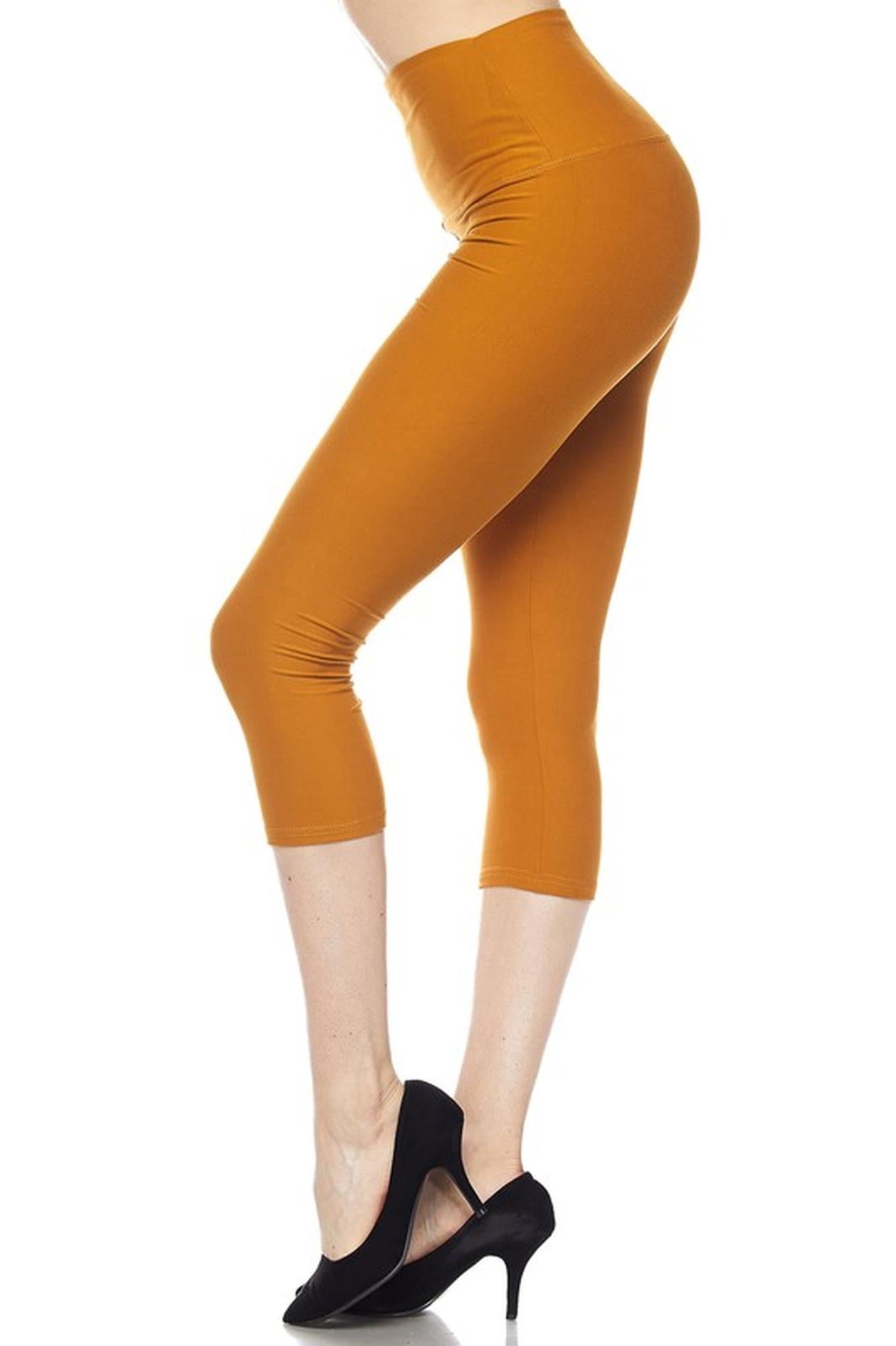 Brushed Basic Solid High Waisted Capris - 5 Inch - New Mix