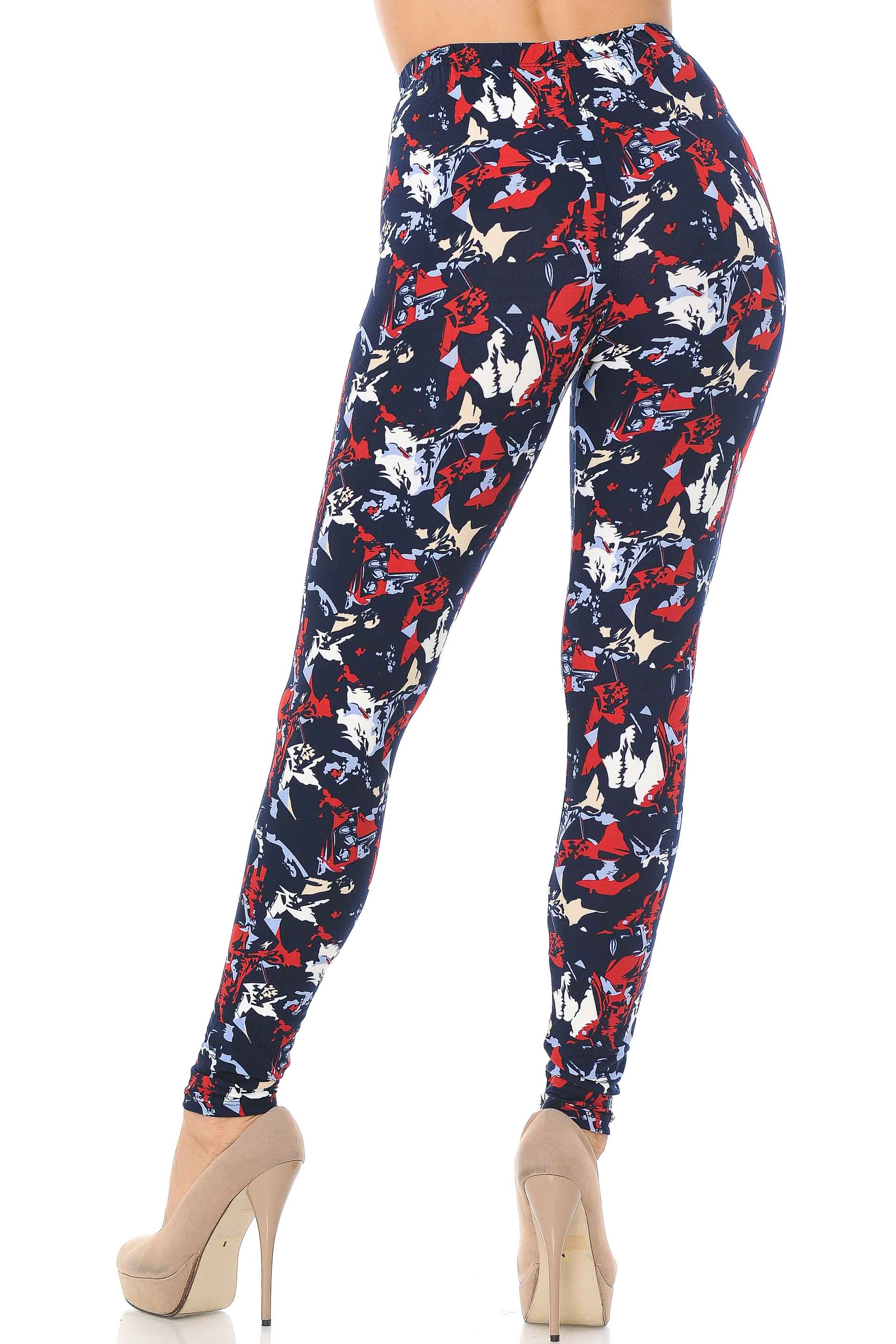 Buttery Soft Abstract Splatter Leggings (One Size Regular,Red)