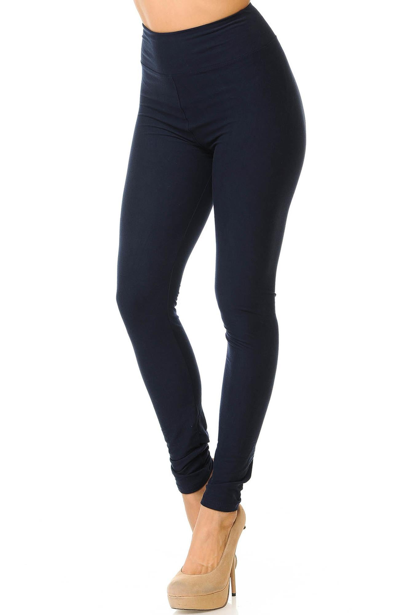 Brushed High Waisted Basic Solid Leggings - 3 Inch Waist