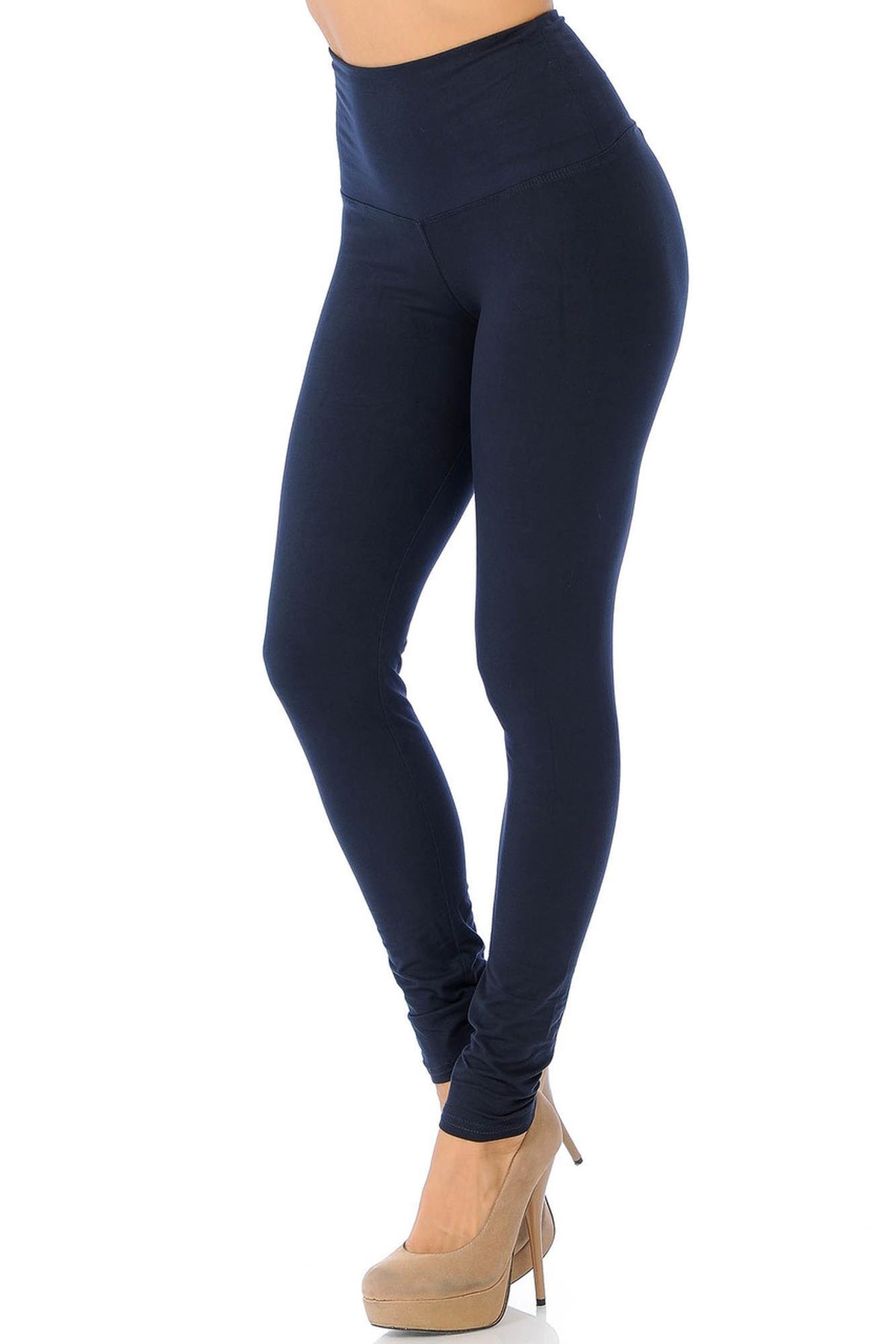 Brushed High Waisted Basic Solid Leggings | 5 Inch Waist