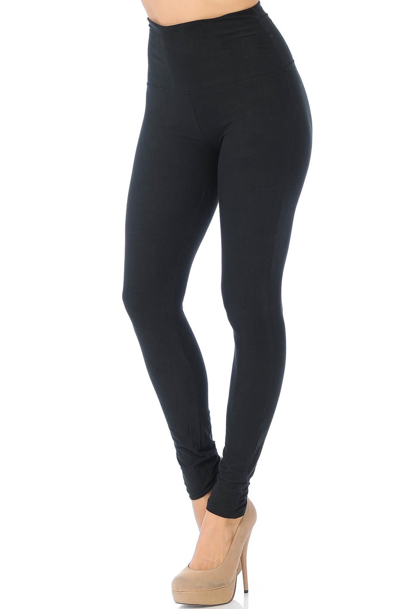 Brushed High Waisted Basic Solid Leggings | 5 Inch Waist