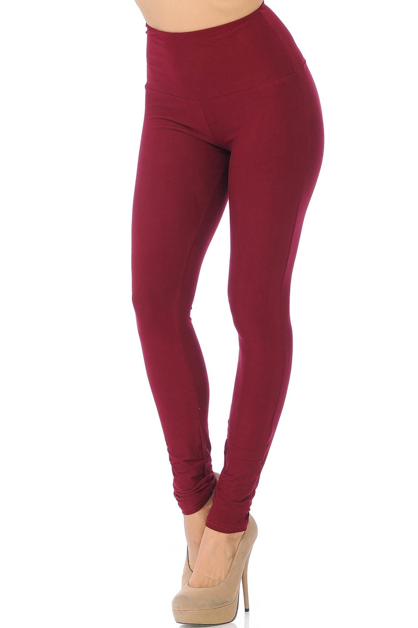 Brushed High Waisted Basic Solid Leggings | 5 Inch Waist