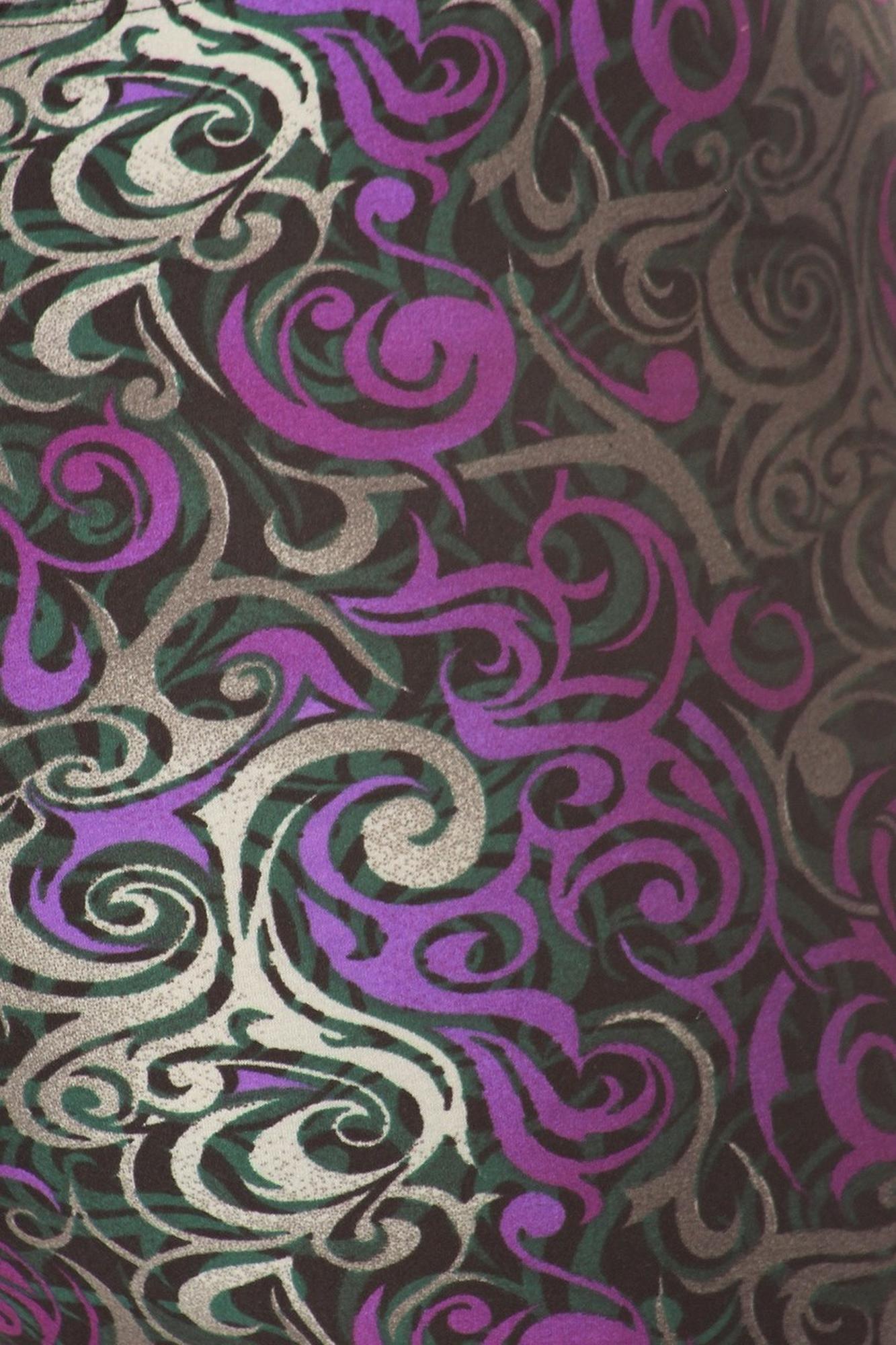 Buttery Soft Purple Tangled Swirl Leggings (One Size Regular,Purple)