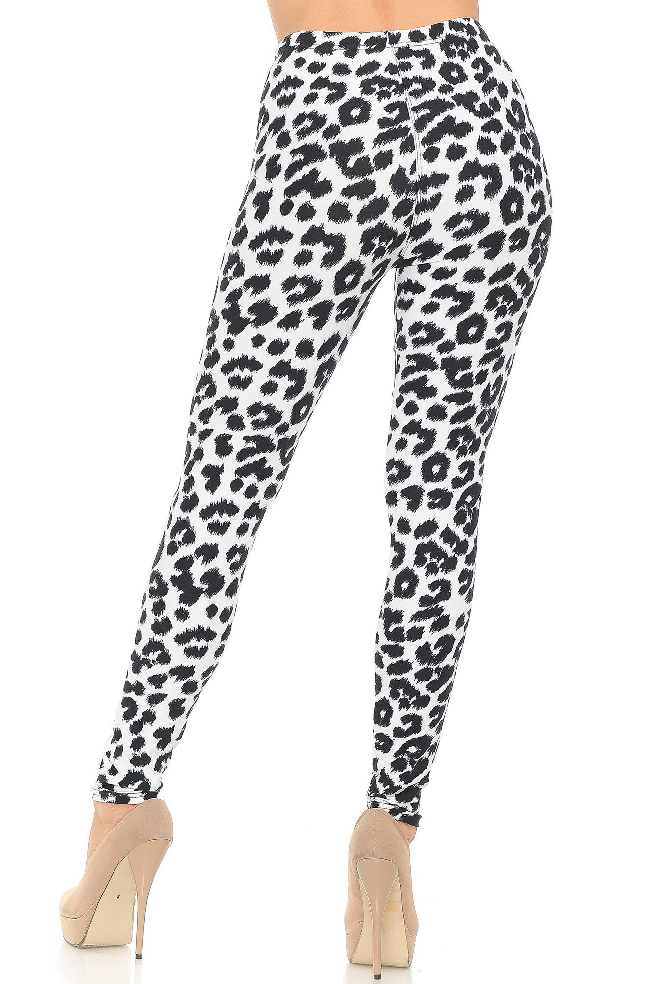 Buttery Soft Ivory Spotted Leopard Leggings (One Size Regular,White)