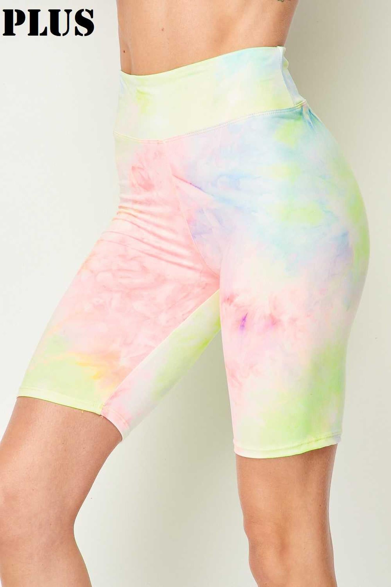 Buttery Smooth Pastel Tie Dye High Waisted Biker Shorts - 3 Inch Waist